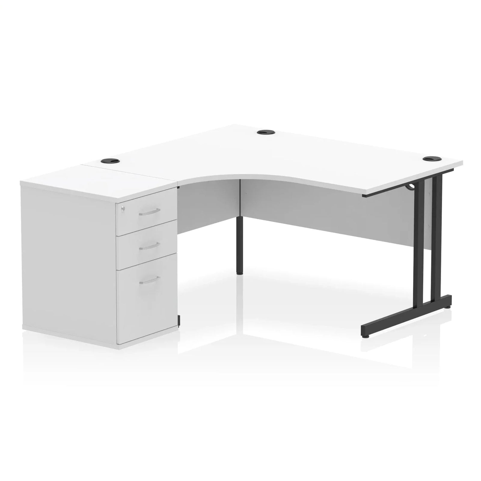 Impulse 1400mm Cantilever Left Crescent Desk With Pedestal