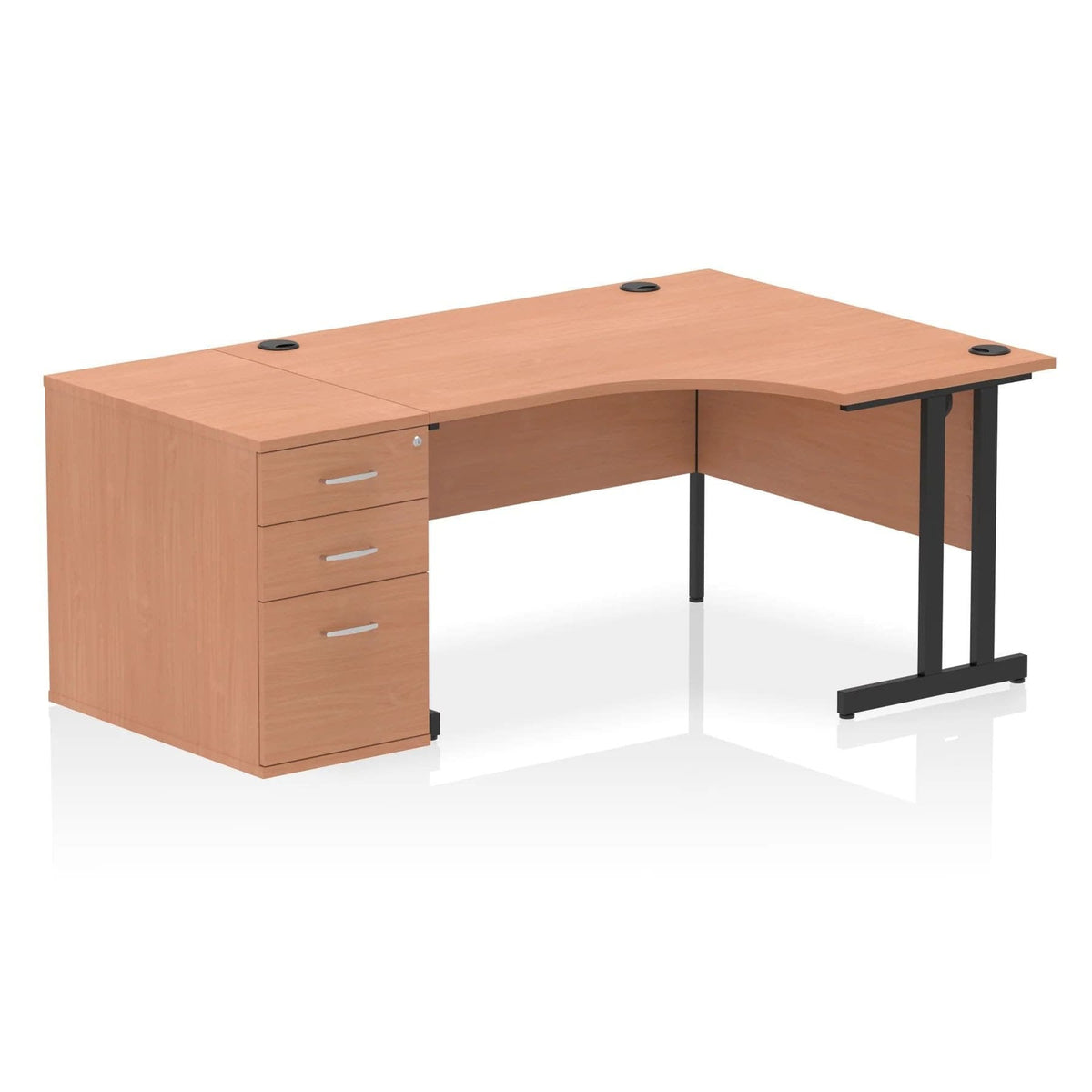 Impulse 1400mm Cantilever Left Crescent Desk With Pedestal