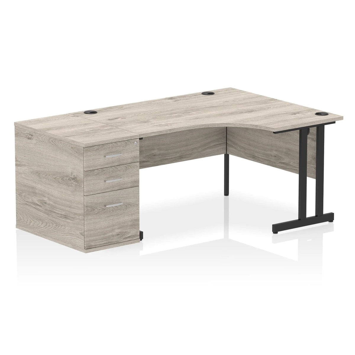 Impulse 1400mm Cantilever Left Crescent Desk With Pedestal