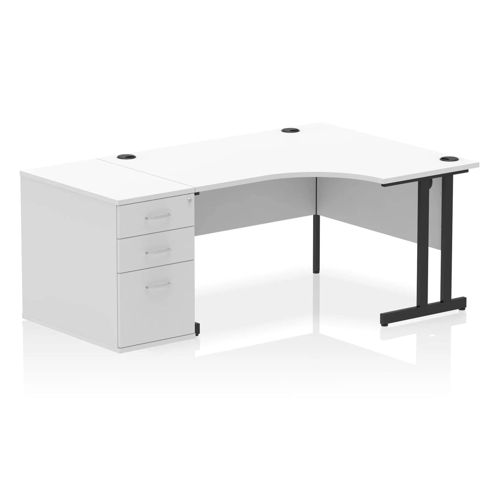 Impulse 1400mm Cantilever Left Crescent Desk With Pedestal