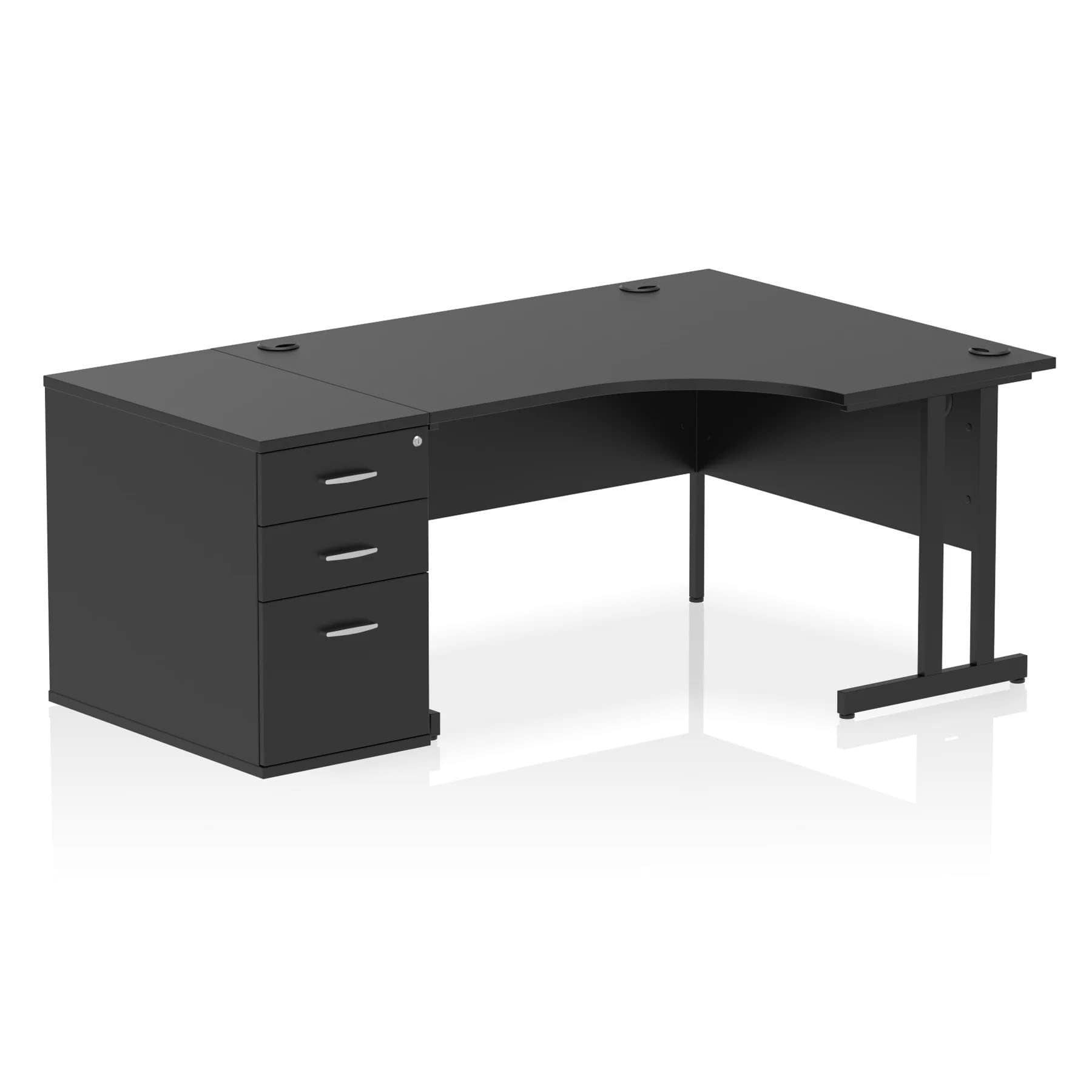 Impulse 1400mm Cantilever Right Crescent Desk With Pedestal