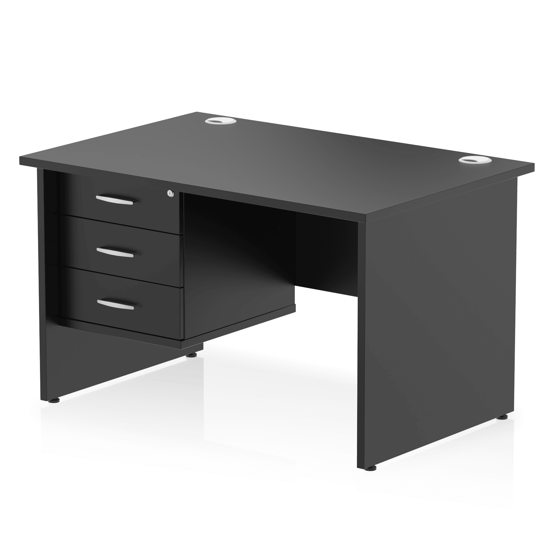 Impulse Panel End Straight Desk With Single Fixed Pedestal