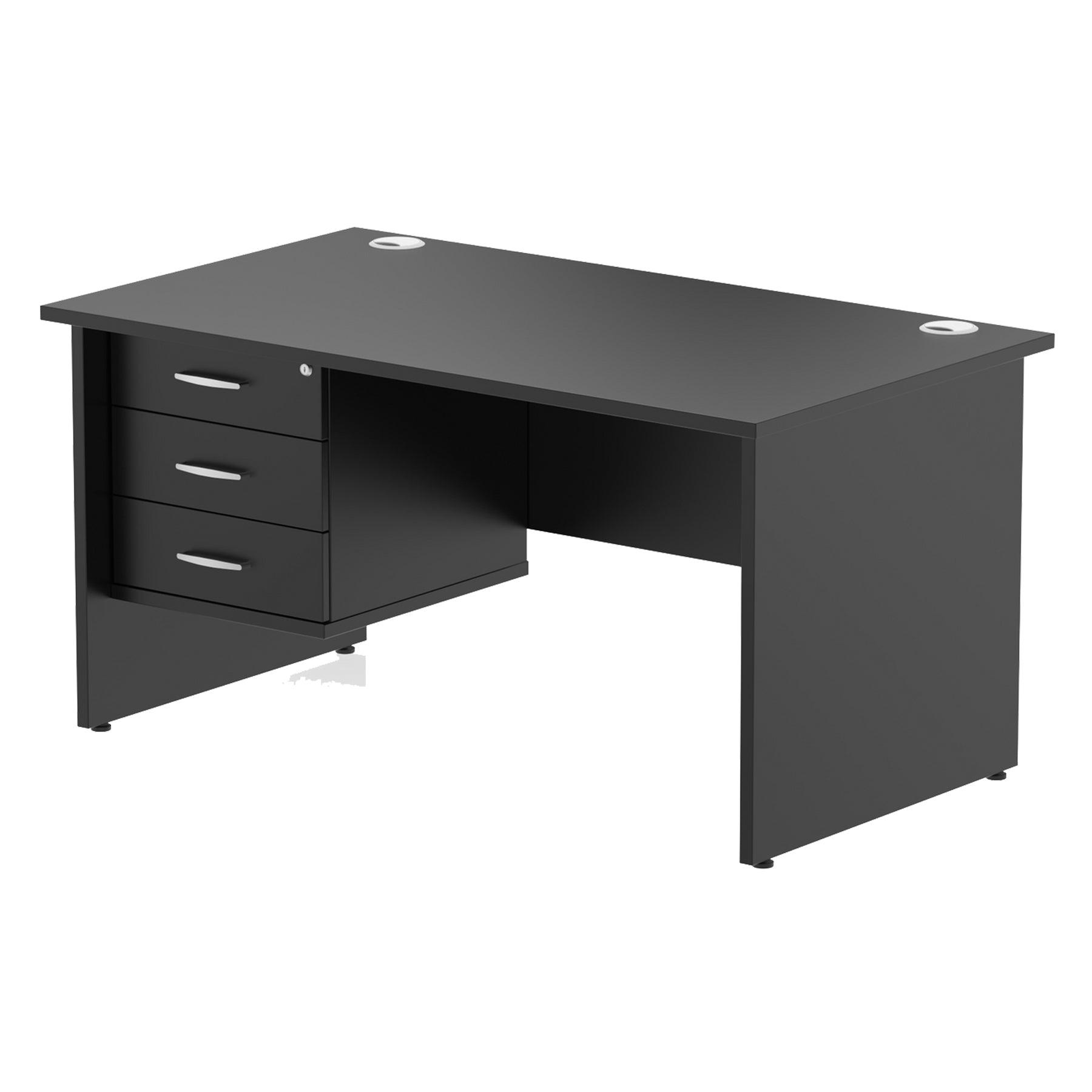 Impulse Panel End Straight Desk With Single Fixed Pedestal