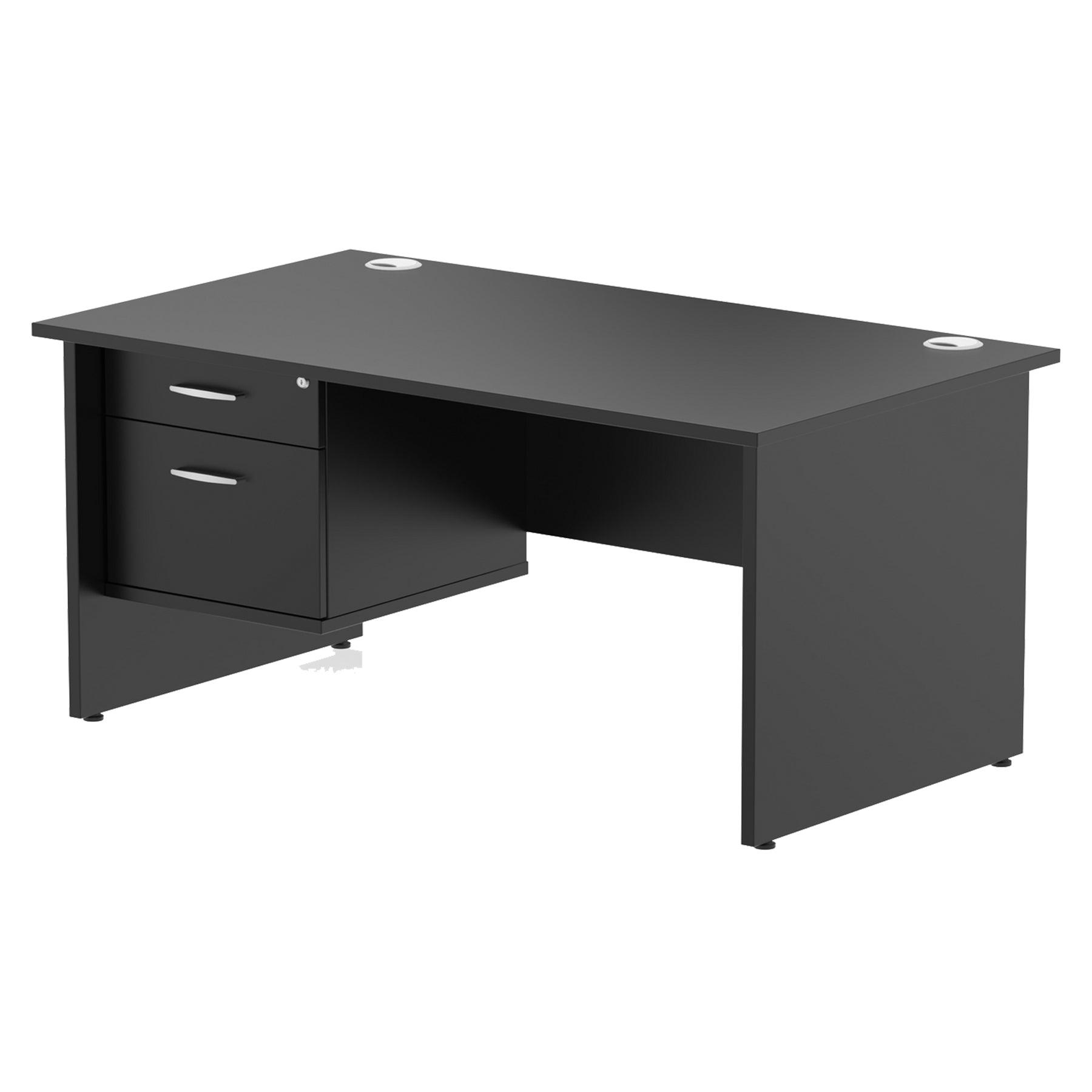 Impulse Panel End Straight Desk With Single Fixed Pedestal