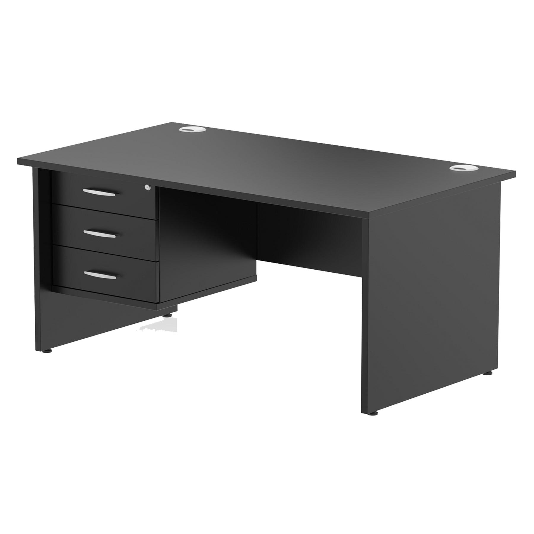 Impulse Panel End Straight Desk With Single Fixed Pedestal