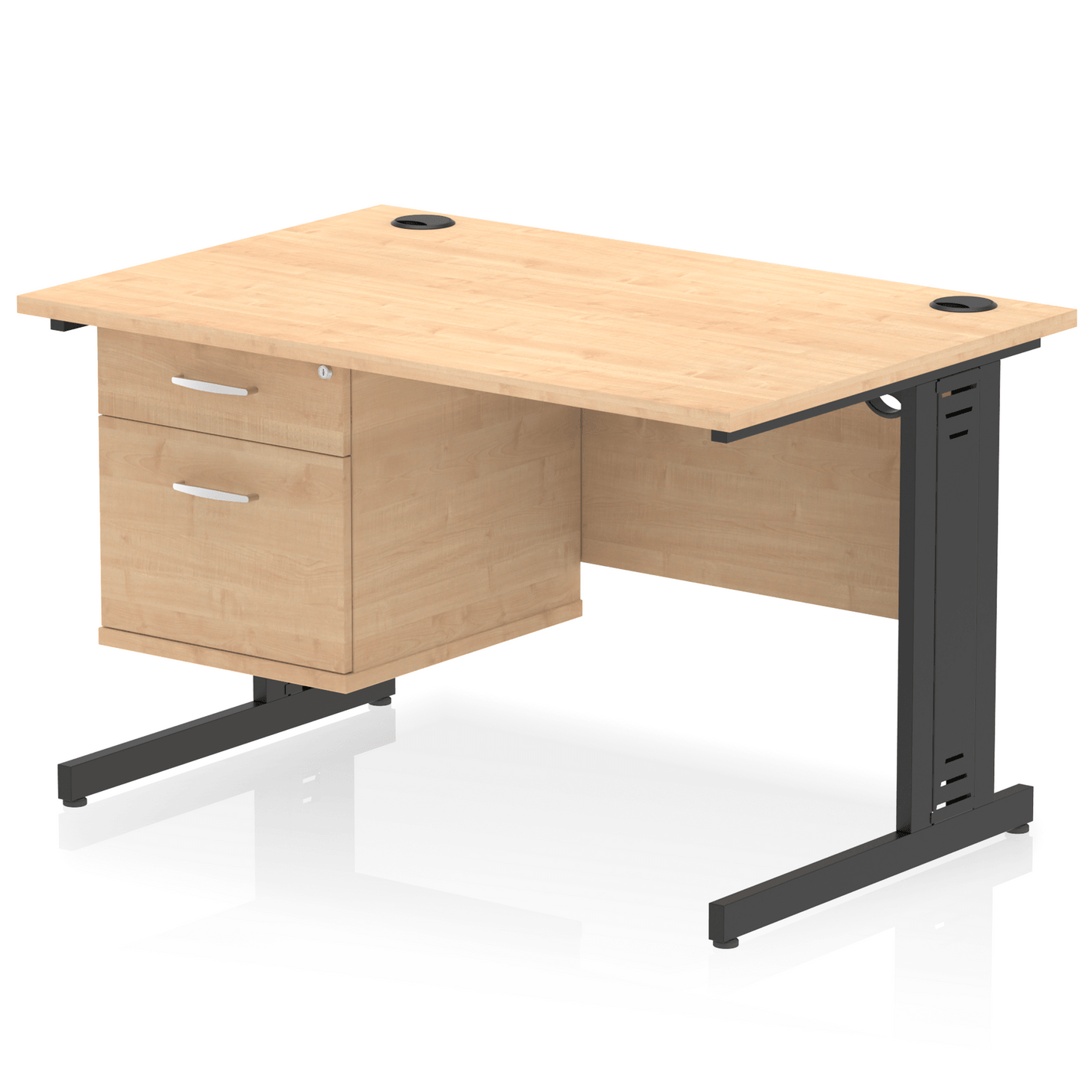 Impulse 1200mm Cable Managed Straight Desk With Fixed Pedestal