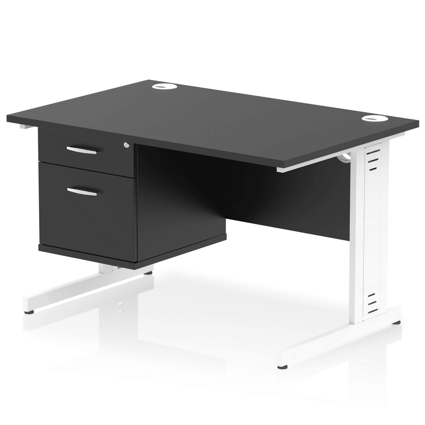 Impulse 1200mm Cable Managed Straight Desk With Fixed Pedestal