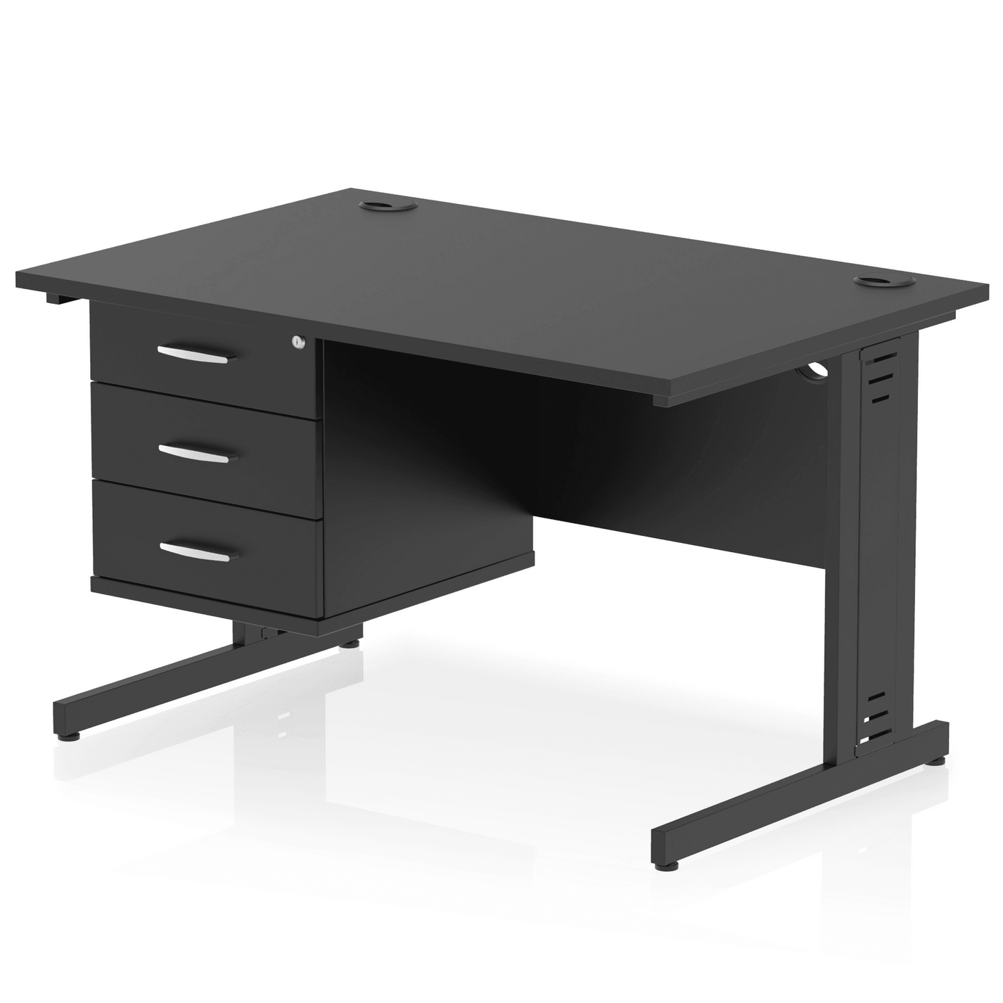 Impulse 1200mm Cable Managed Straight Desk With Fixed Pedestal