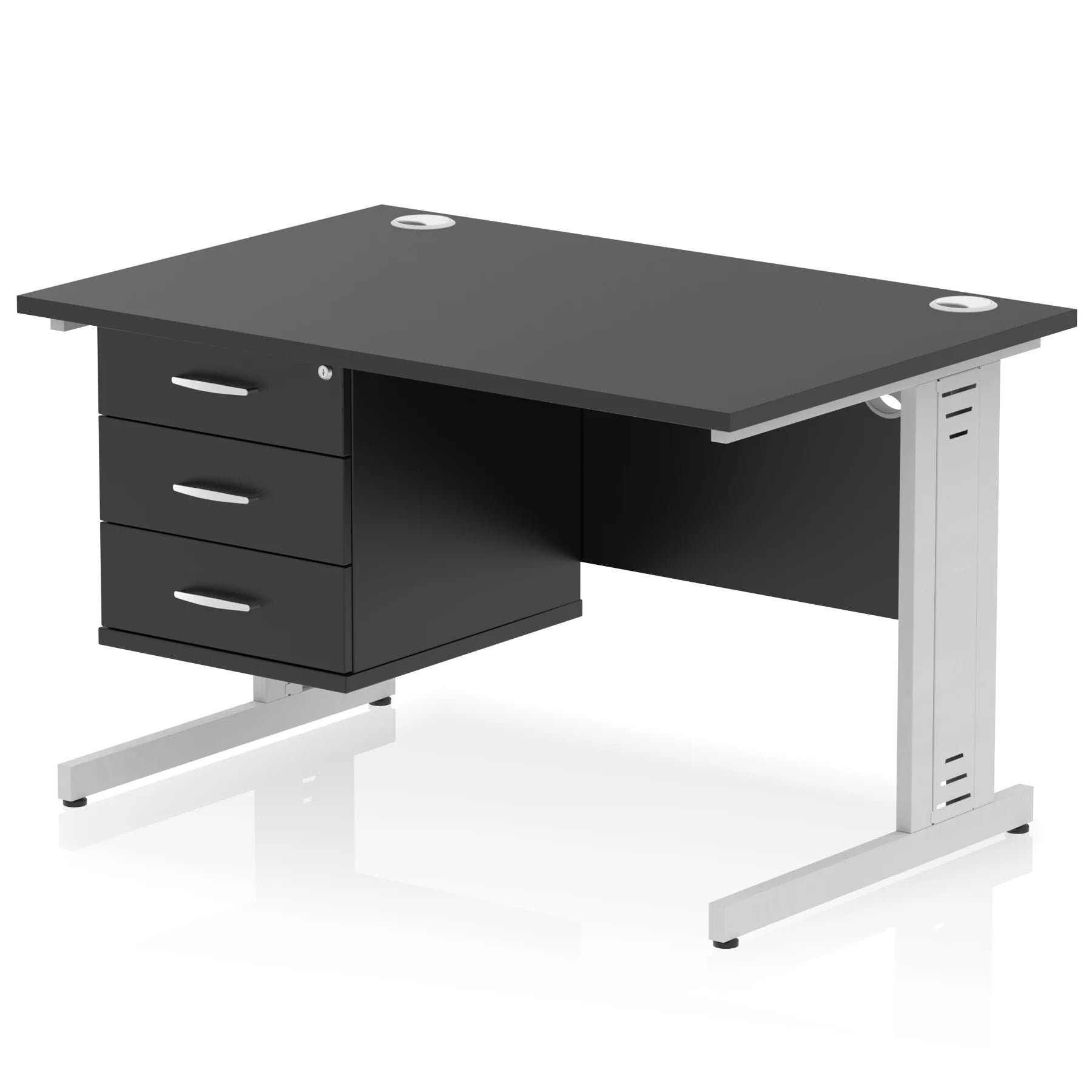 Impulse 1200mm Cable Managed Straight Desk With Fixed Pedestal