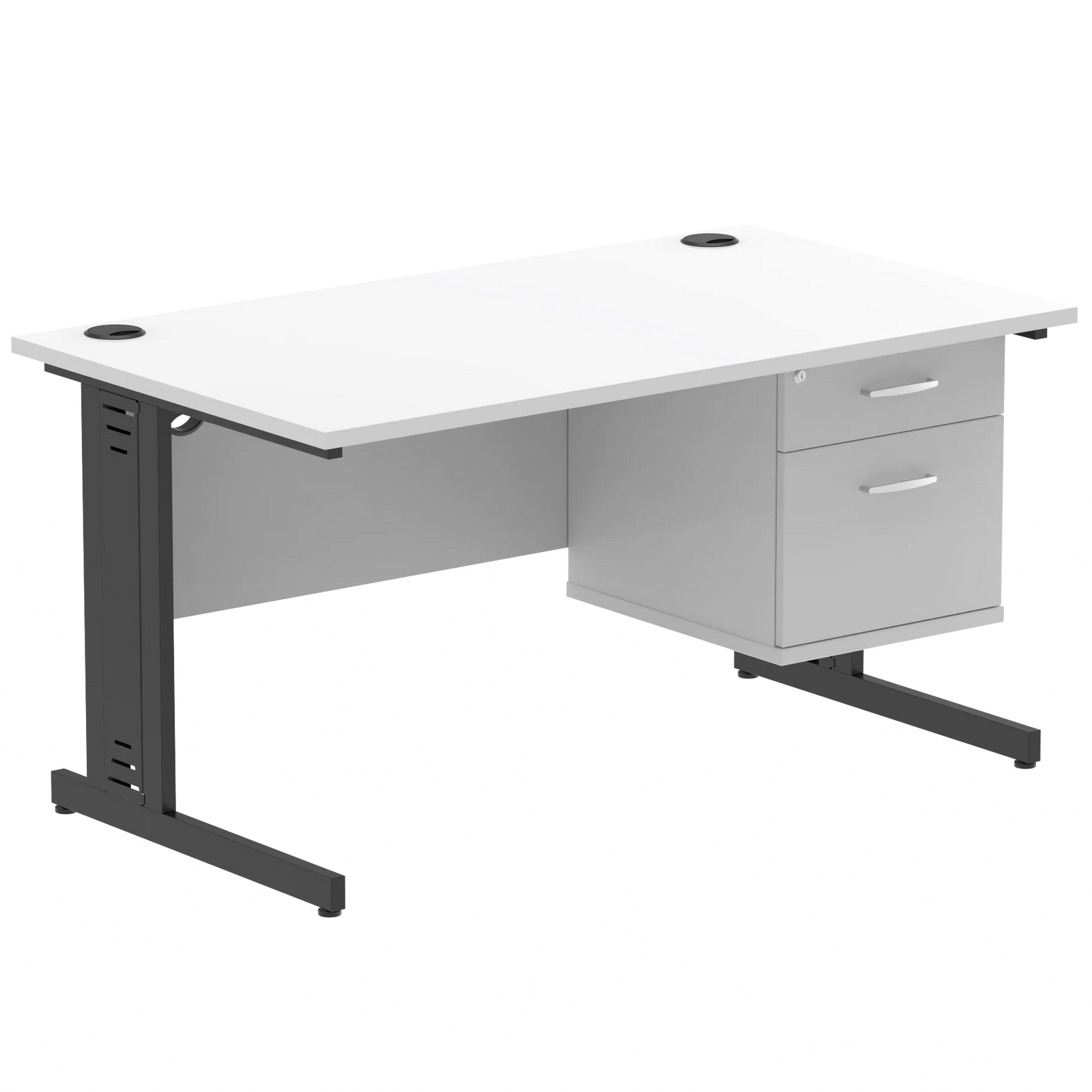 Impulse 1400mm Cable Managed Straight Desk With Fixed Pedestal