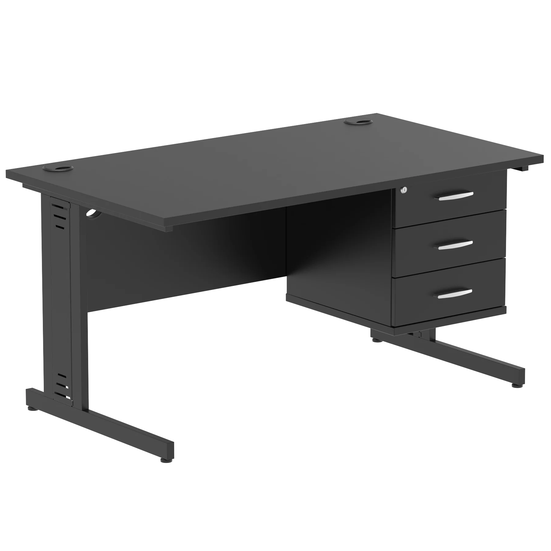 Impulse 1400mm Cable Managed Straight Desk With Fixed Pedestal