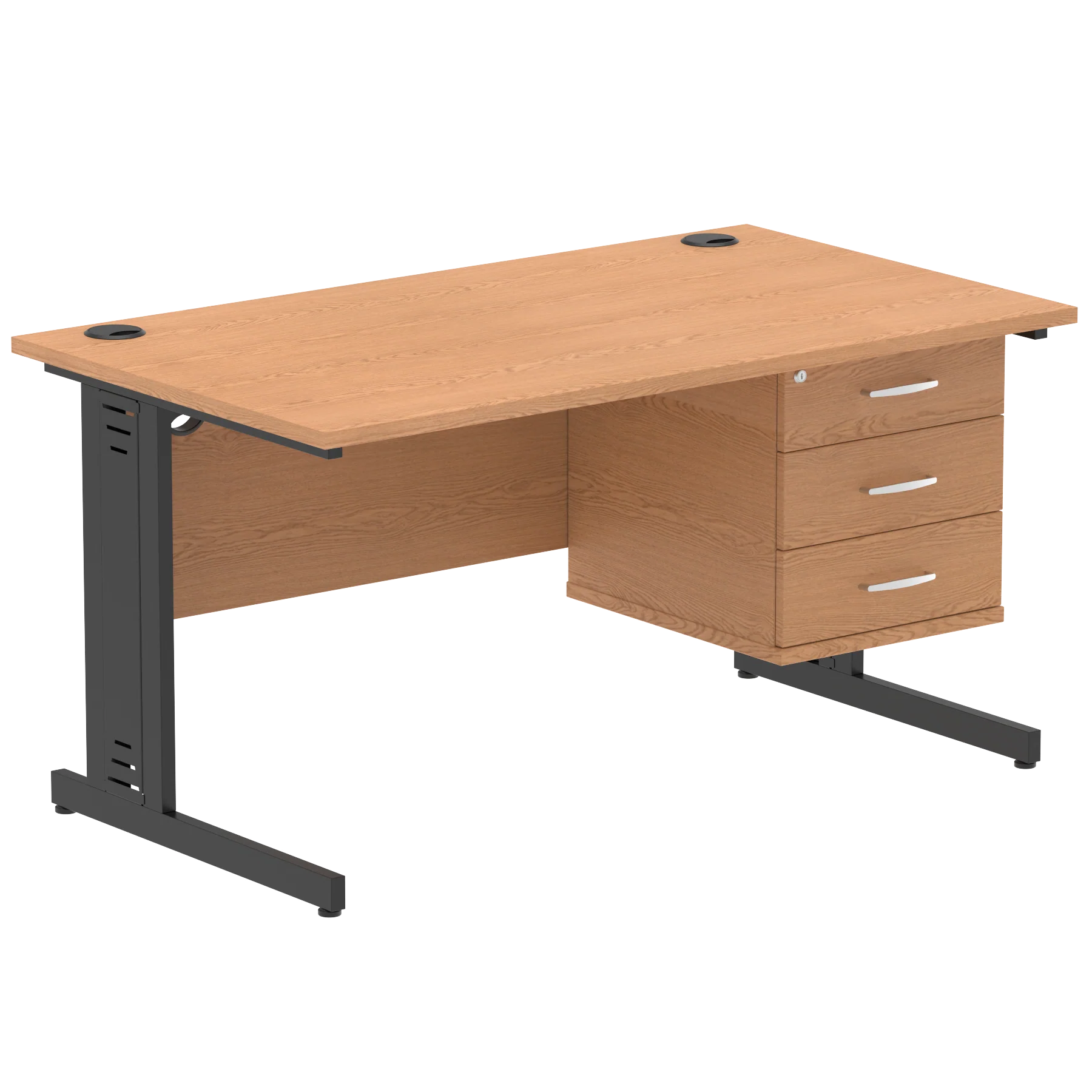 Impulse 1400mm Cable Managed Straight Desk With Fixed Pedestal