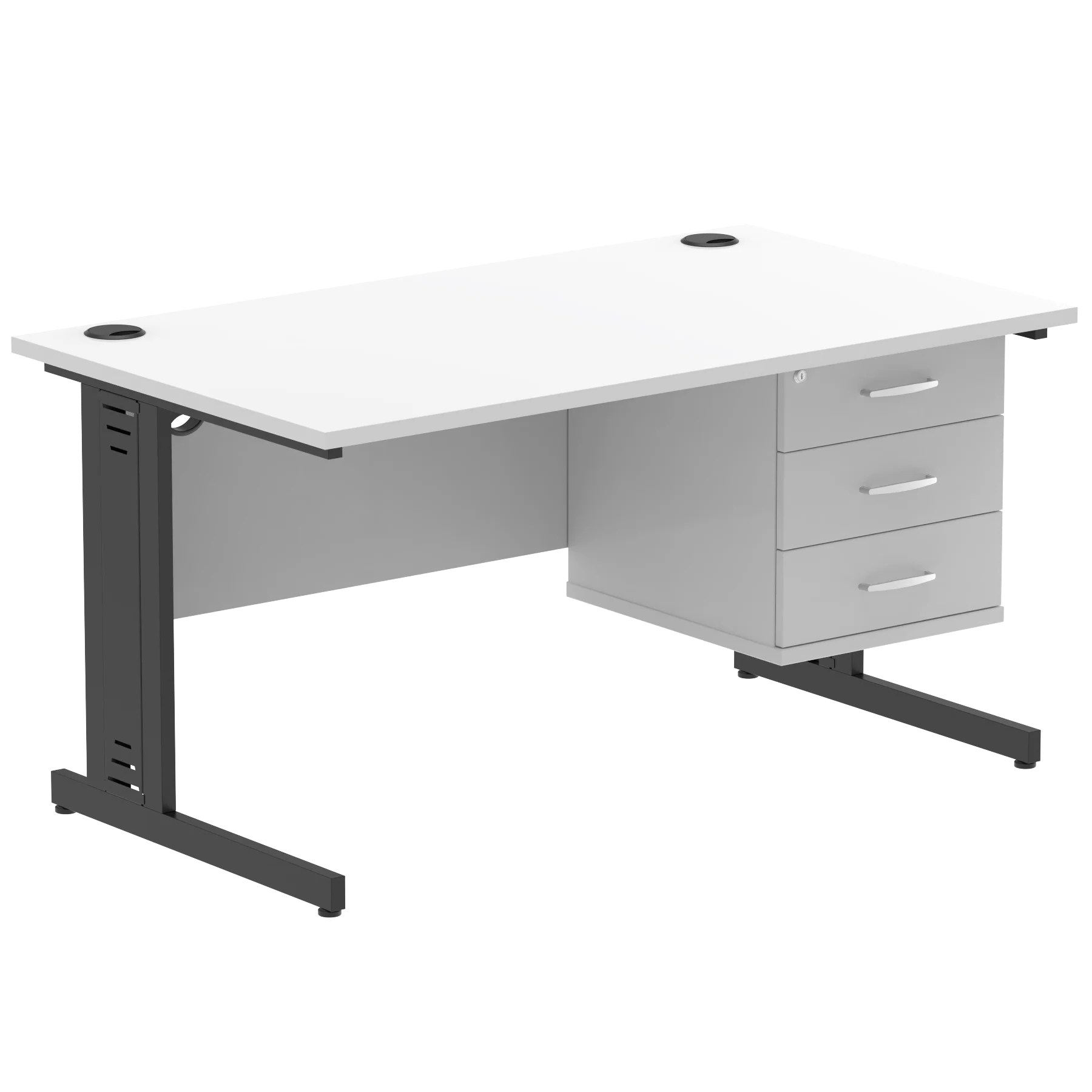 Impulse 1400mm Cable Managed Straight Desk With Fixed Pedestal