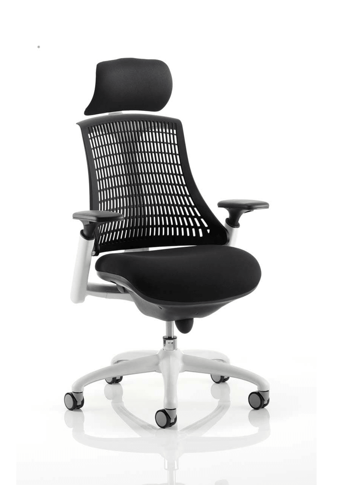 Flex Medium Back White Frame Task Operator Office Chair with Arms