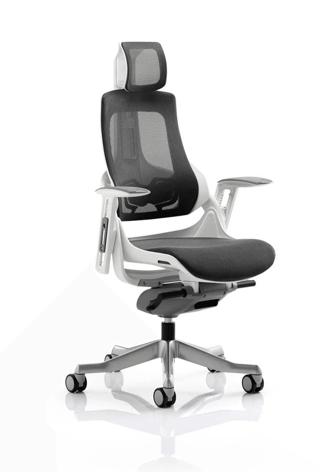 Zure High Back White Shell Executive Office Chair with Arms