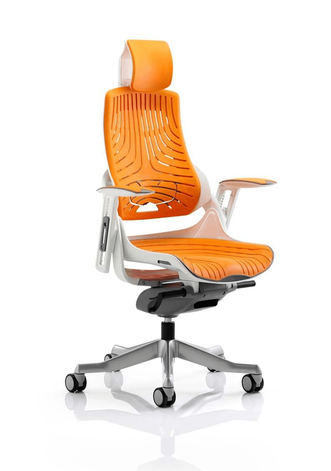 Zure High Back White Shell Executive Office Chair with Arms