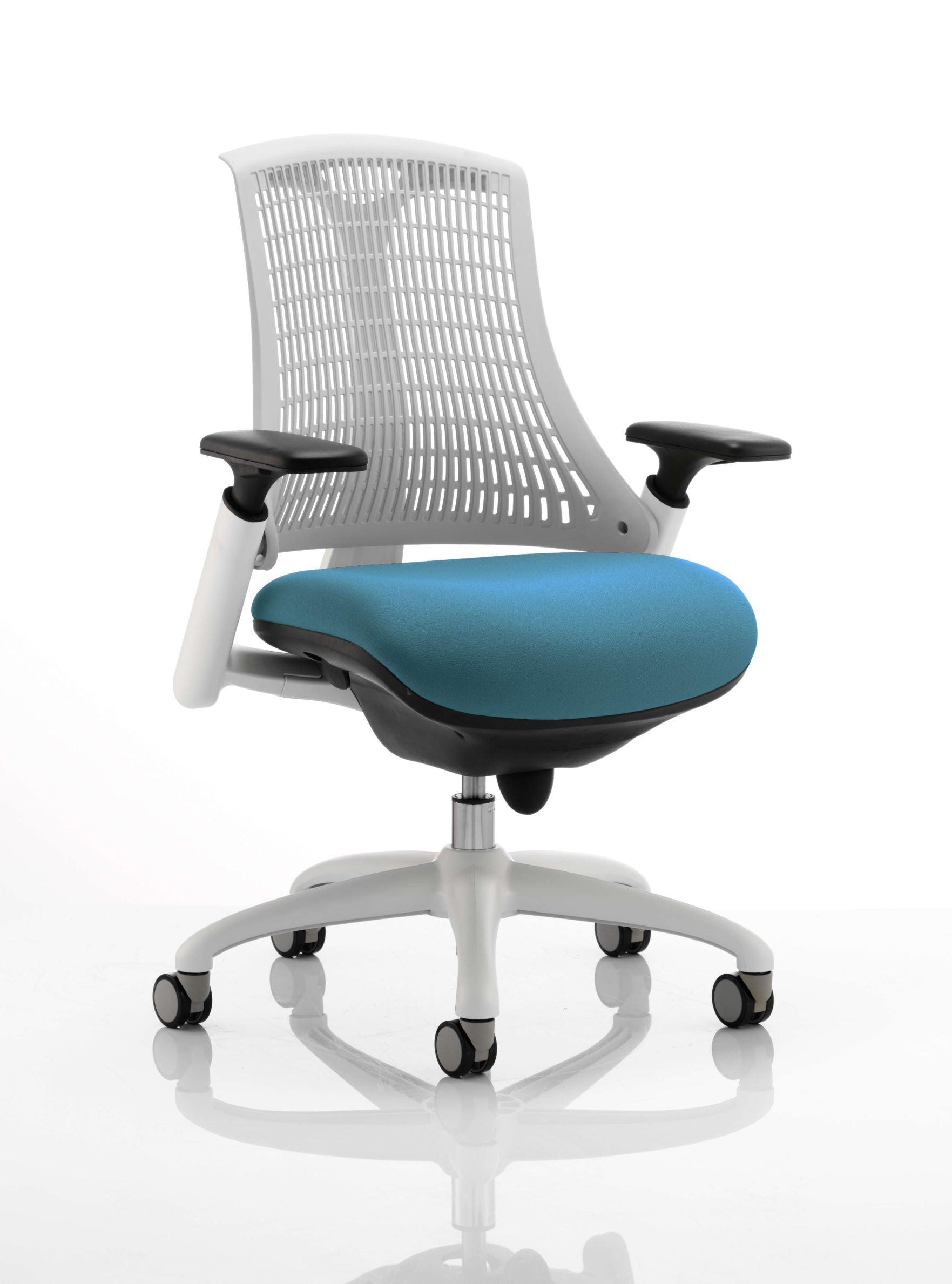 Flex Medium Back White Frame Task Operator Office Chair with Arms