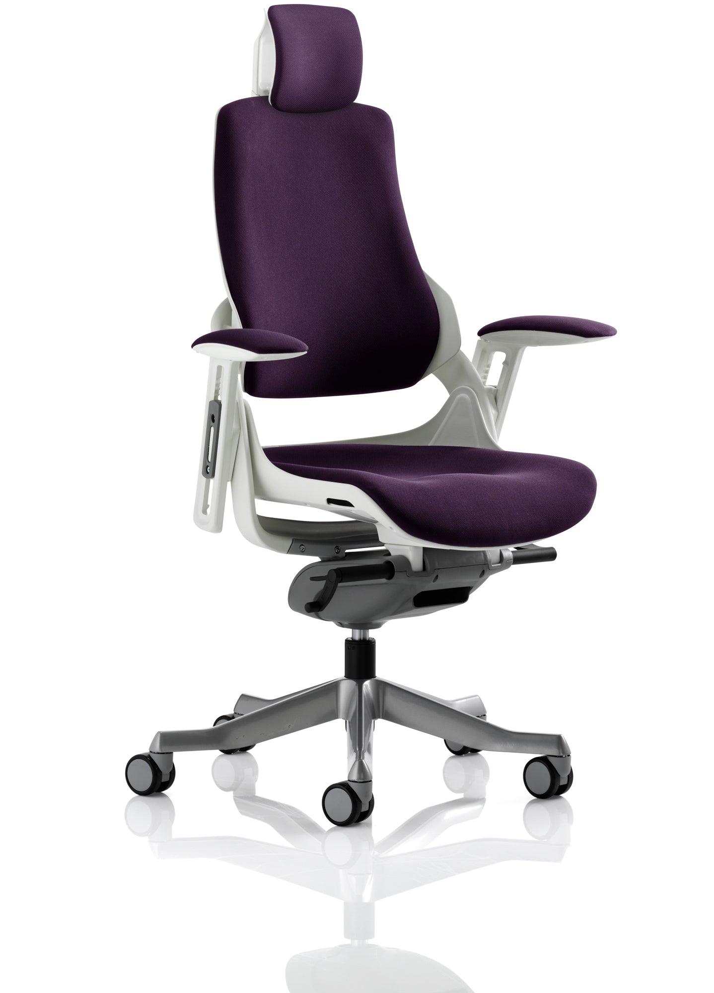 Zure High Back White Shell Executive Office Chair with Arms