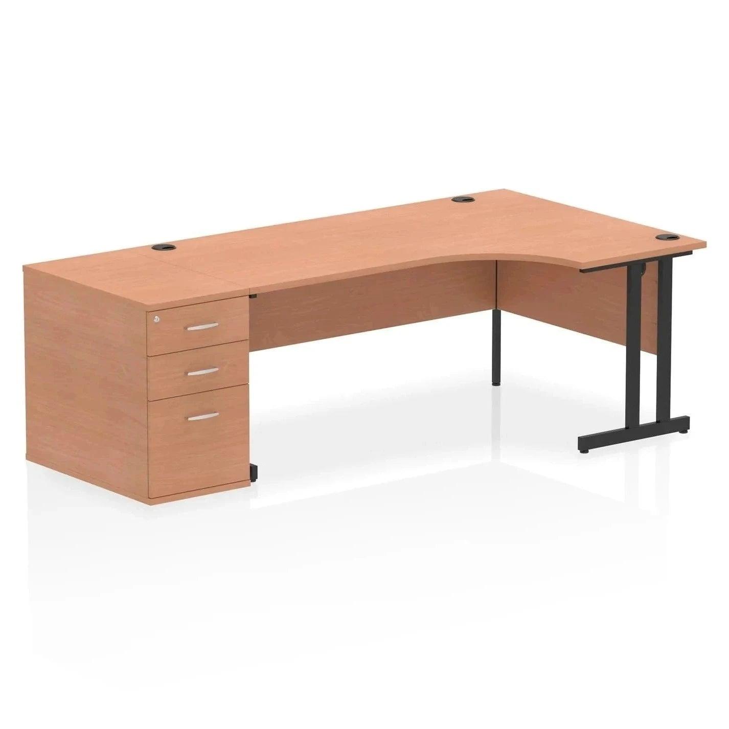 Impulse 1800mm Cantilever Left Crescent Desk With Pedestal