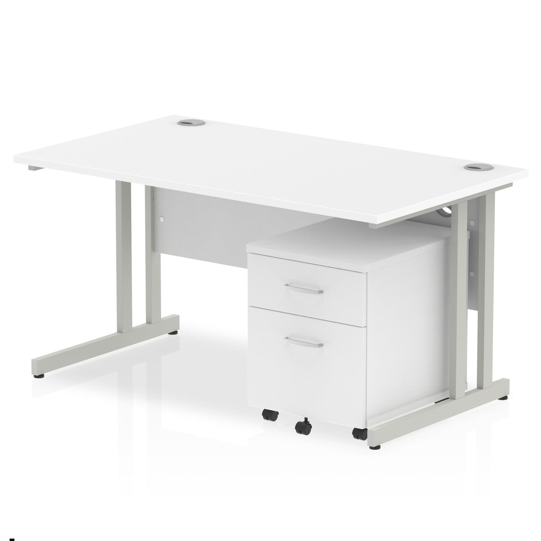 Impulse 1400mm Cantilever Straight Desk With Mobile Pedestal