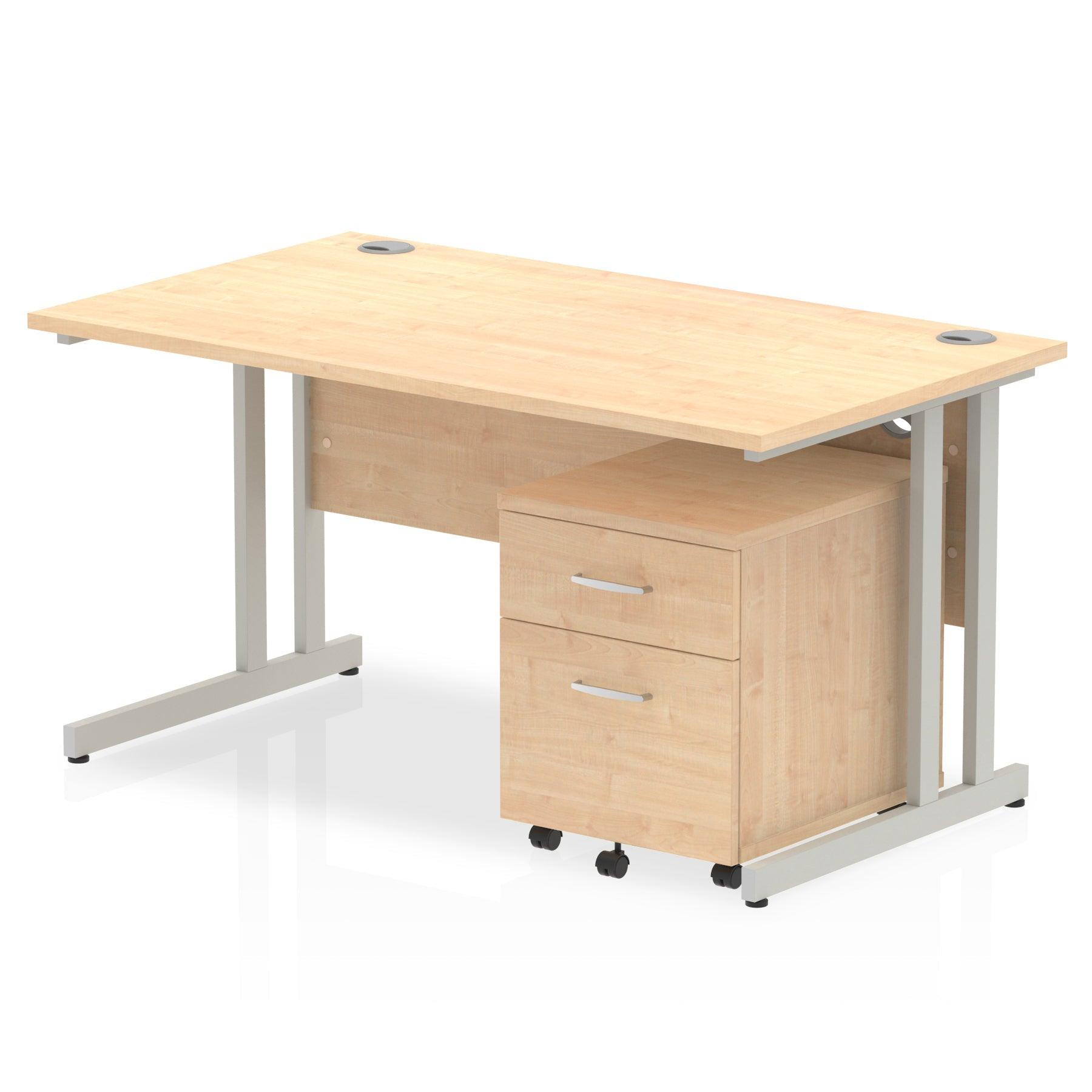 Impulse 1400mm Cantilever Straight Desk With Mobile Pedestal