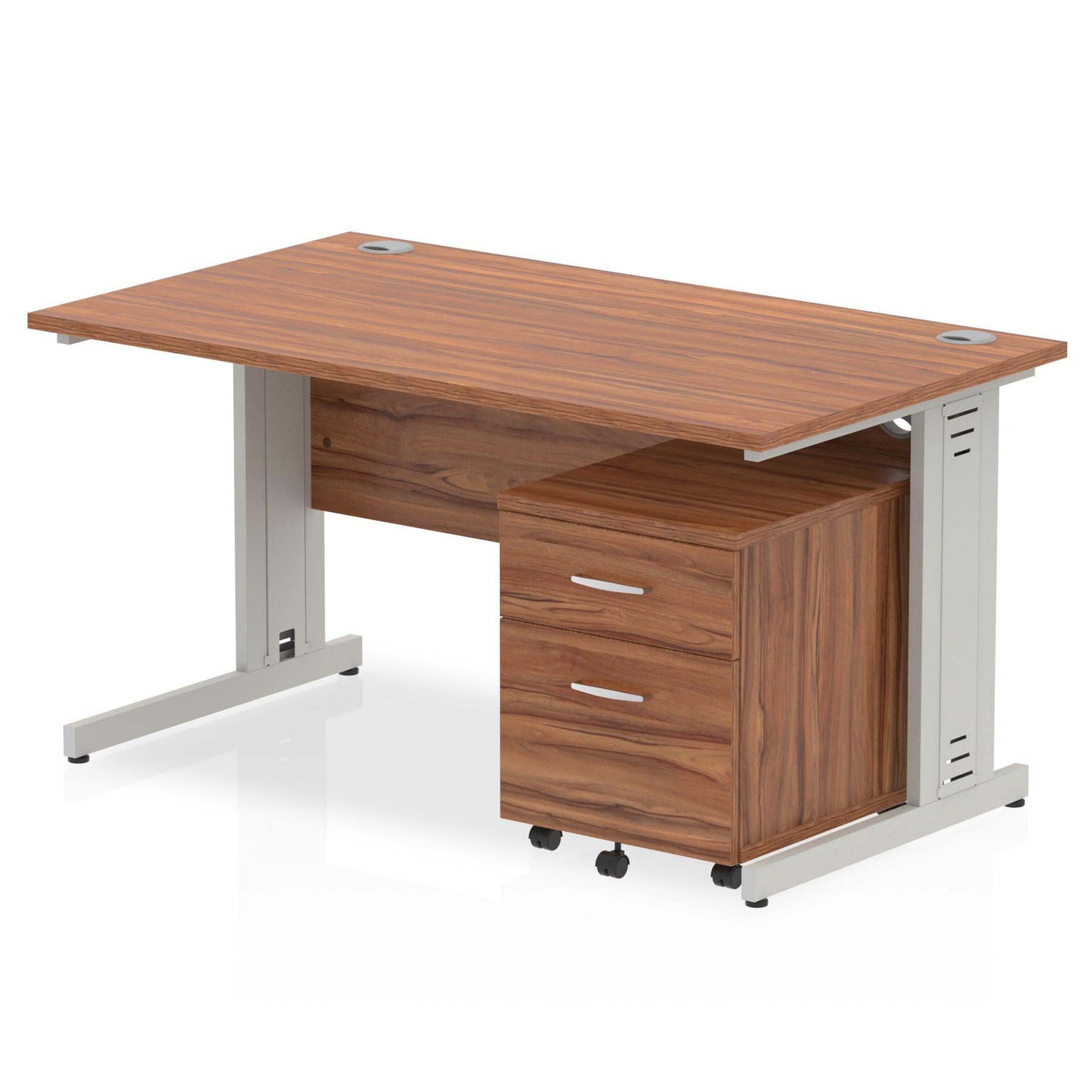 Impulse 1400mm Cable Managed Straight Desk With Mobile Pedestal