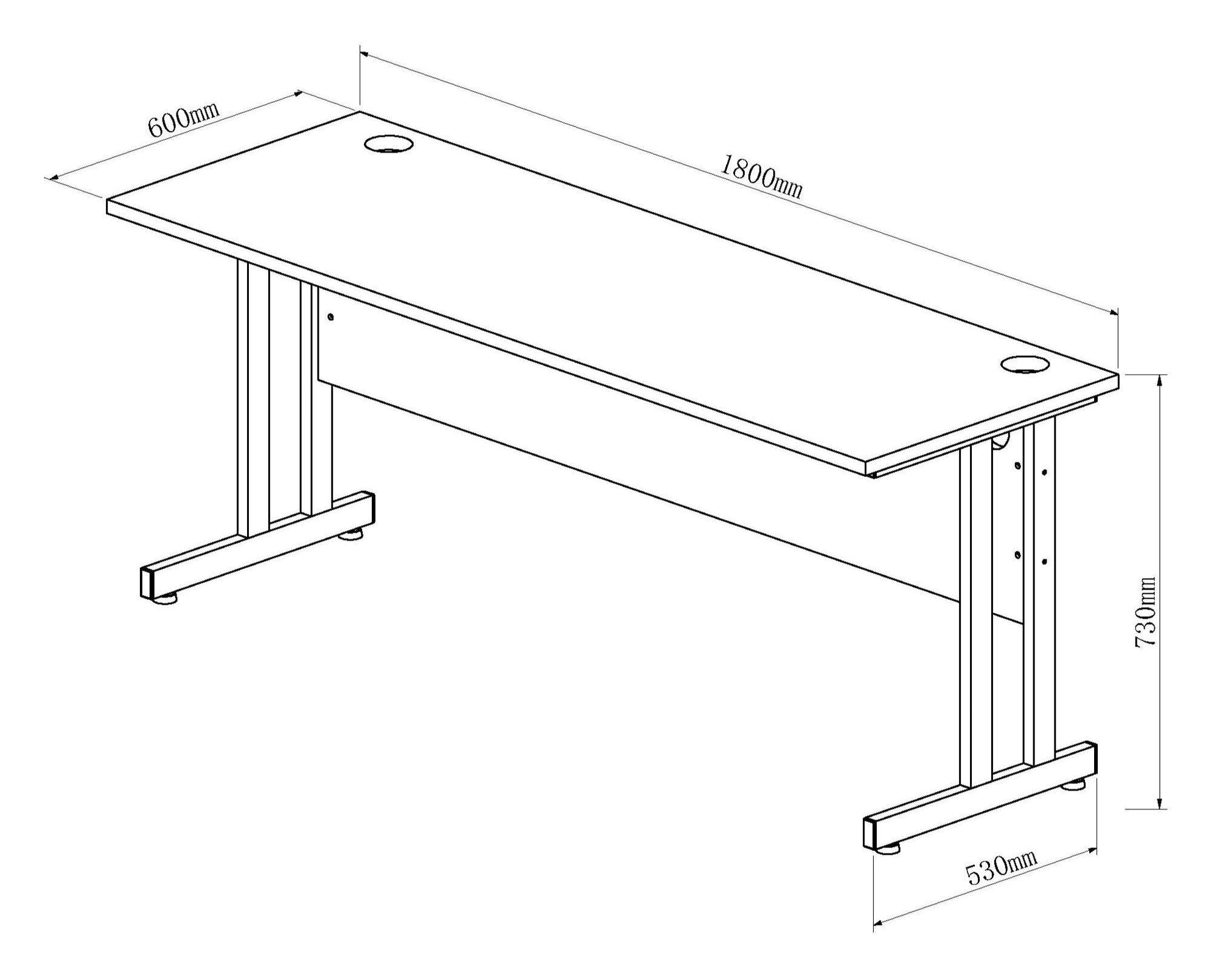 Impulse 1800mm Slimline Desk Cantilever Leg