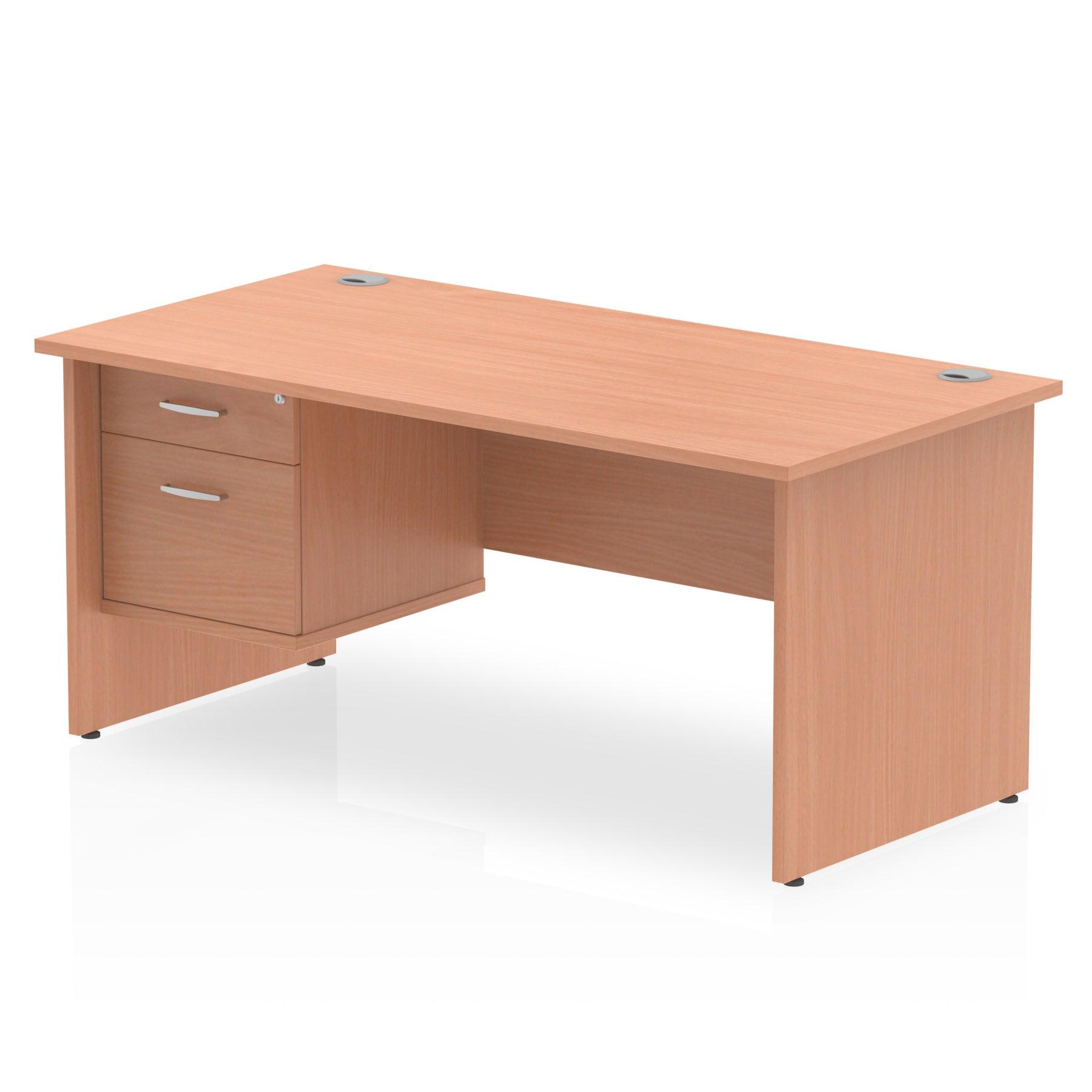 Impulse Panel End Straight Desk With Single Fixed Pedestal