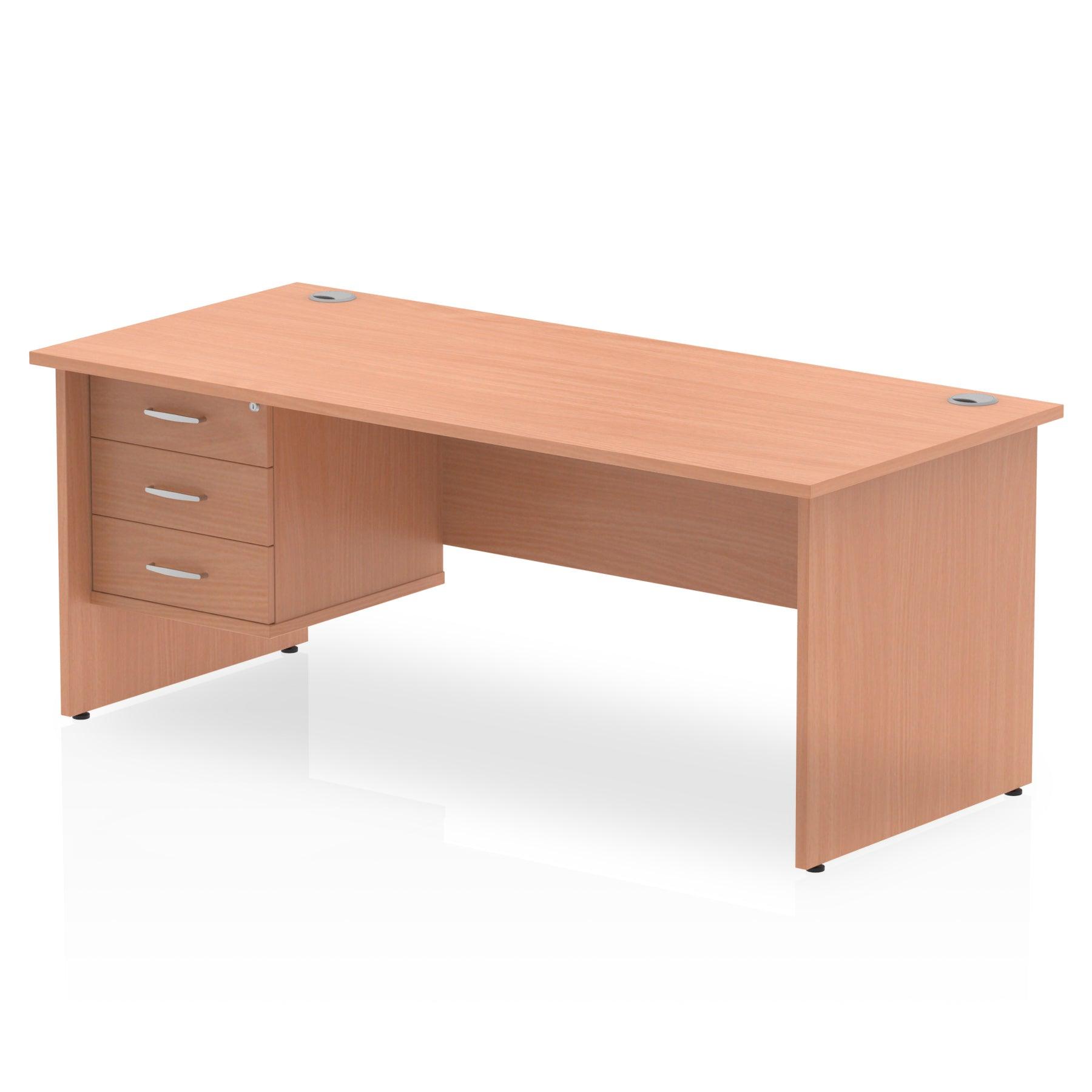 Impulse Panel End Straight Desk With Single Fixed Pedestal