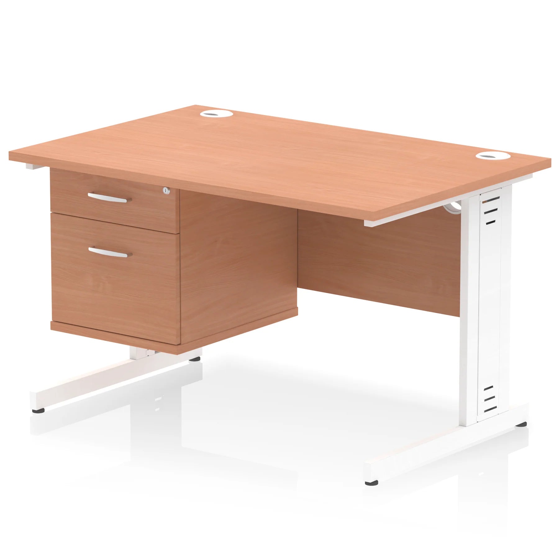 Impulse 1200mm Cable Managed Straight Desk With Fixed Pedestal