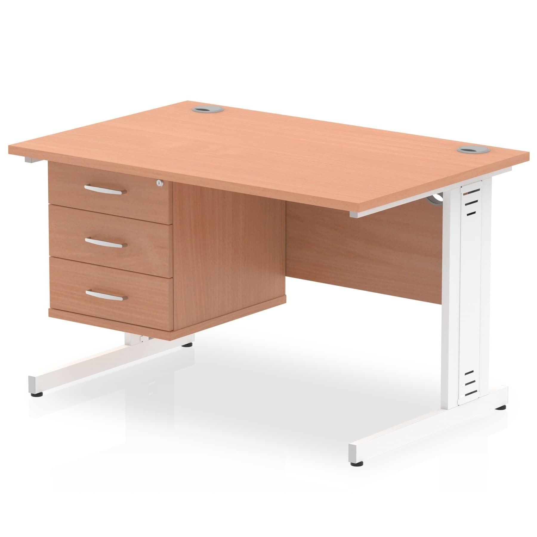 Impulse 1200mm Cable Managed Straight Desk With Fixed Pedestal