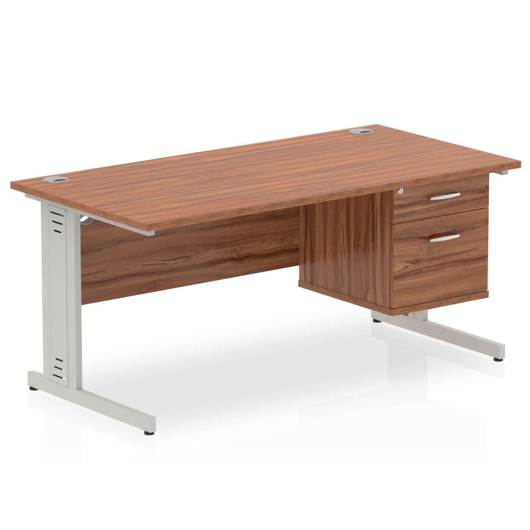 Impulse 1400mm Cable Managed Straight Desk With Fixed Pedestal