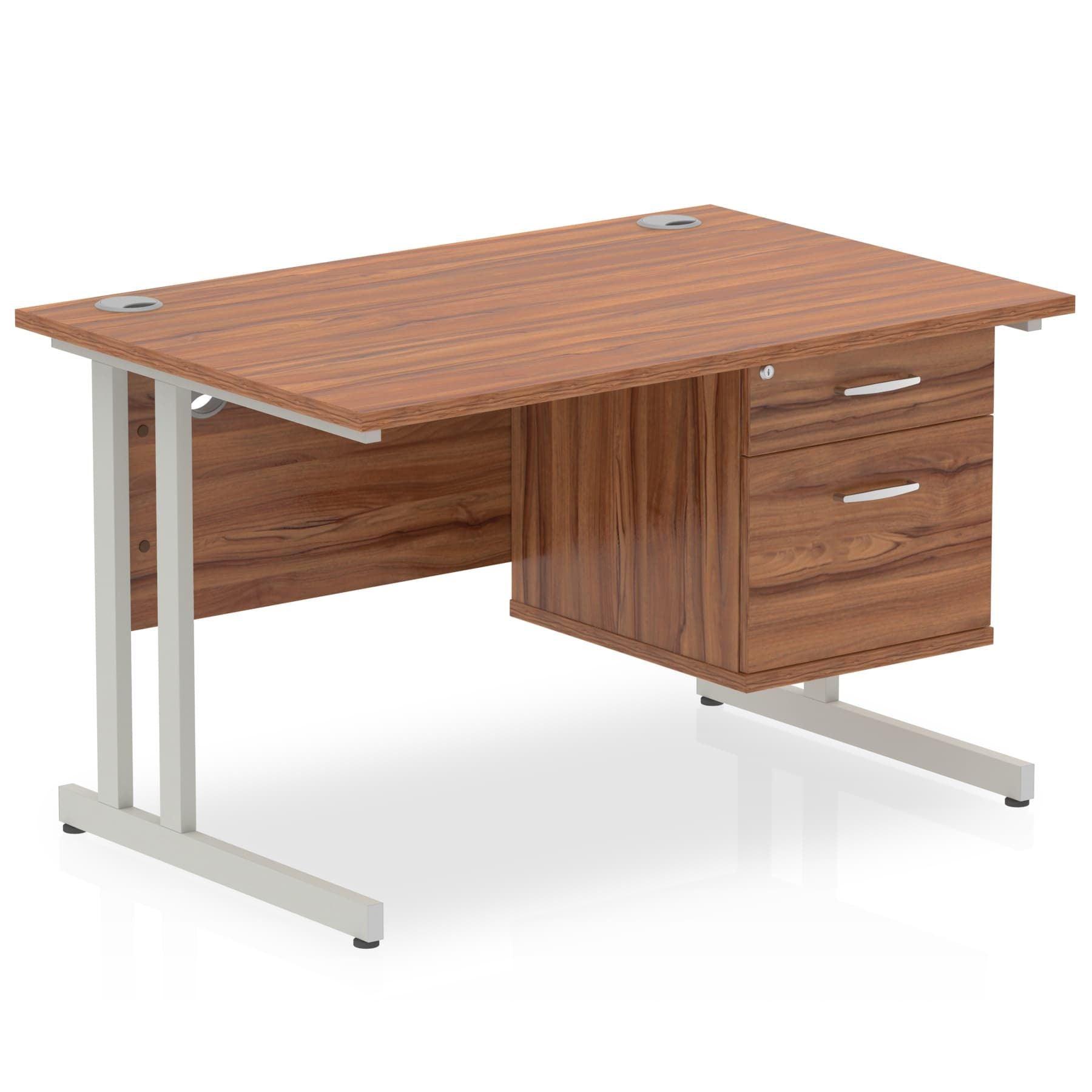 Impulse 1800mm Cable Managed Straight Desk With Fixed Pedestal