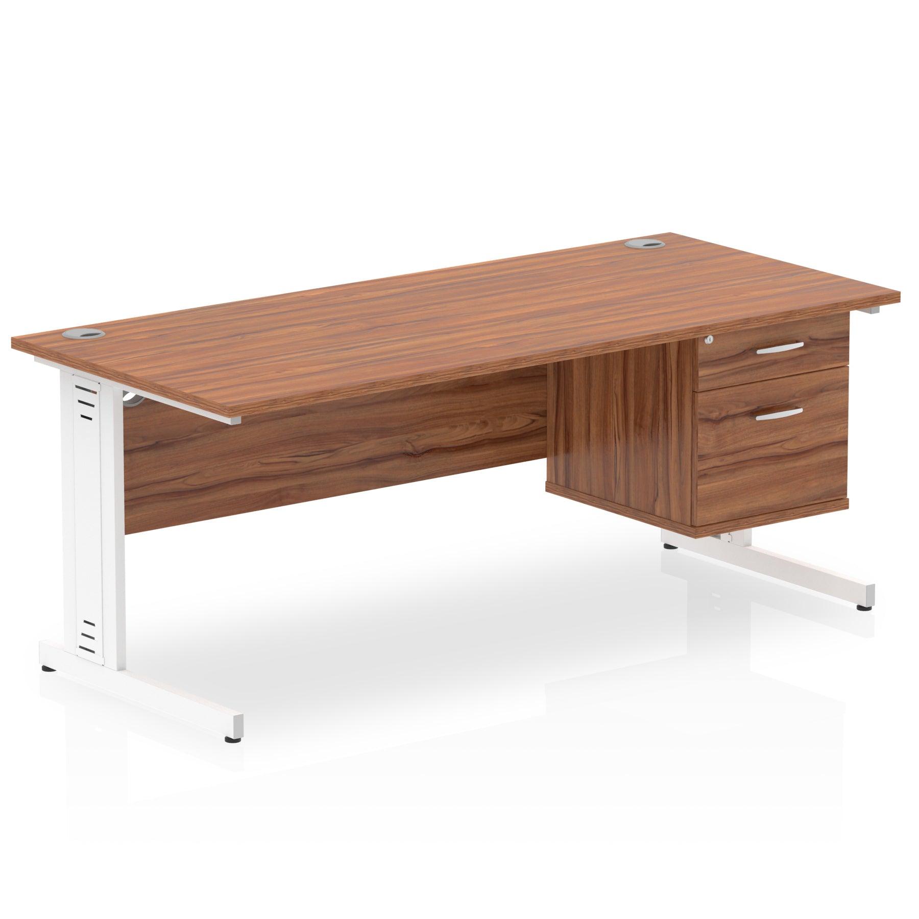 Impulse 1800mm Cable Managed Straight Desk With Fixed Pedestal