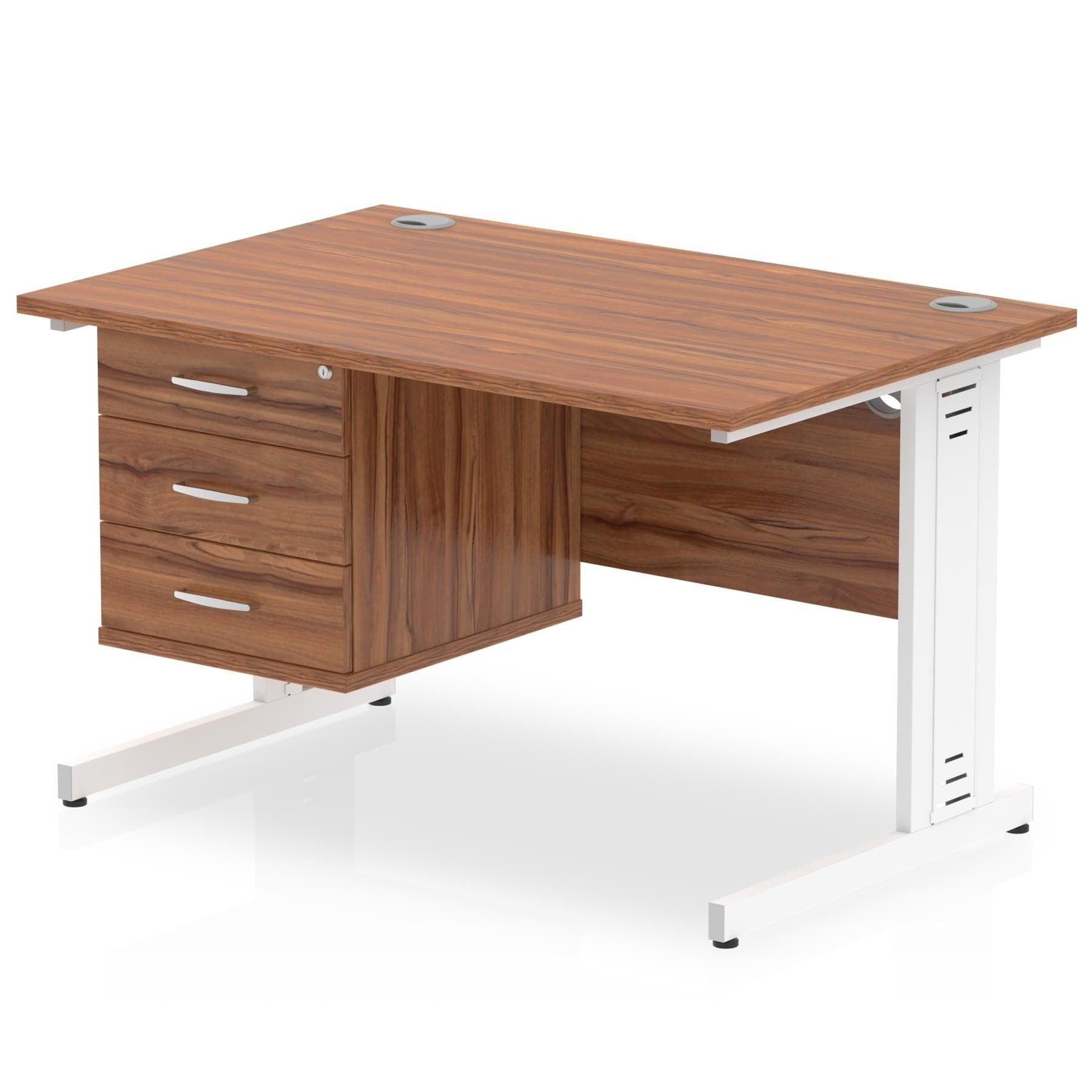 Impulse 1200mm Cable Managed Straight Desk With Fixed Pedestal