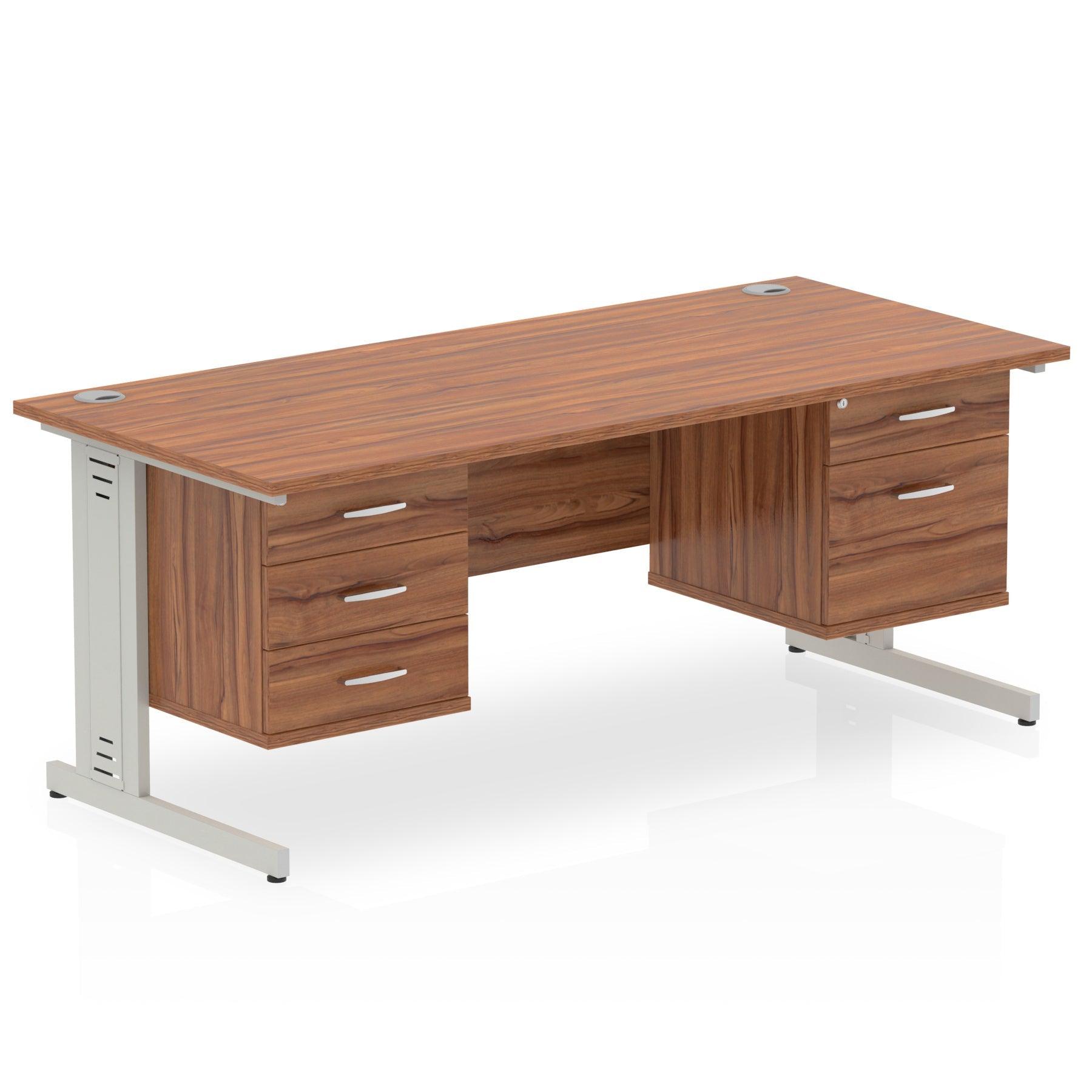 Impulse 1800mm Cable Managed Straight Desk With Fixed Pedestal