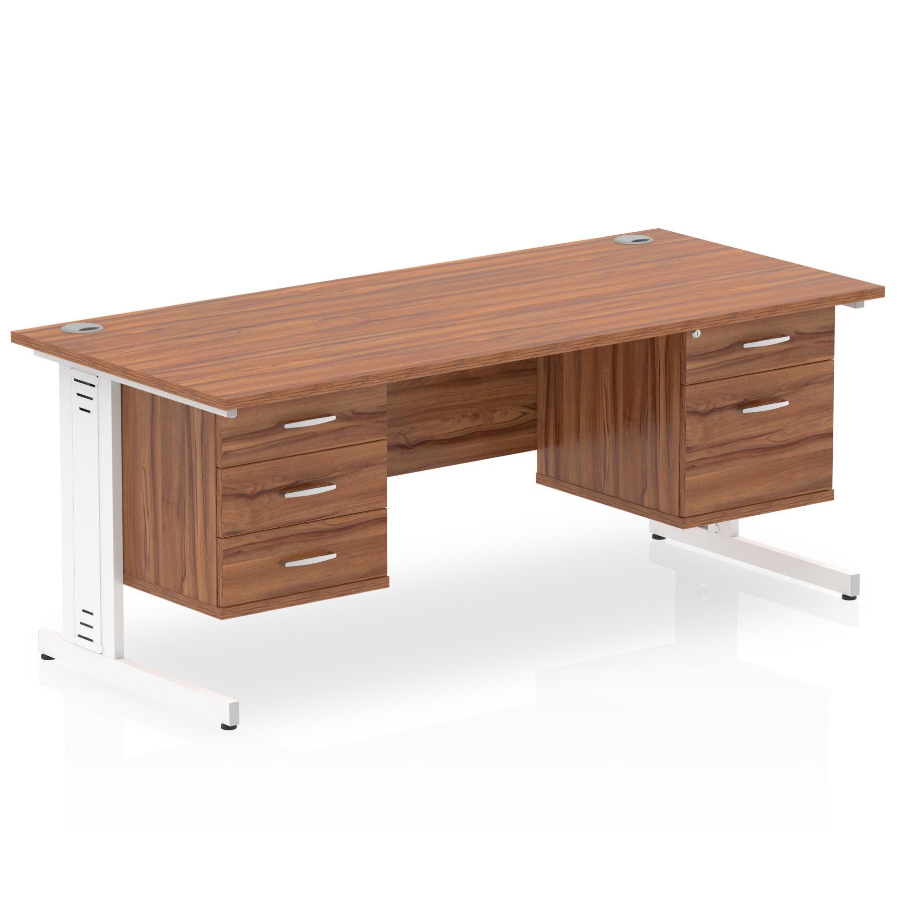 Impulse 1800mm Cable Managed Straight Desk With Fixed Pedestal