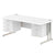 Impulse Cantilever Straight Desk Silver Frame With Fixed Pedestal