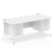 Impulse Cantilever Straight Desk White Frame With Fixed Pedestal