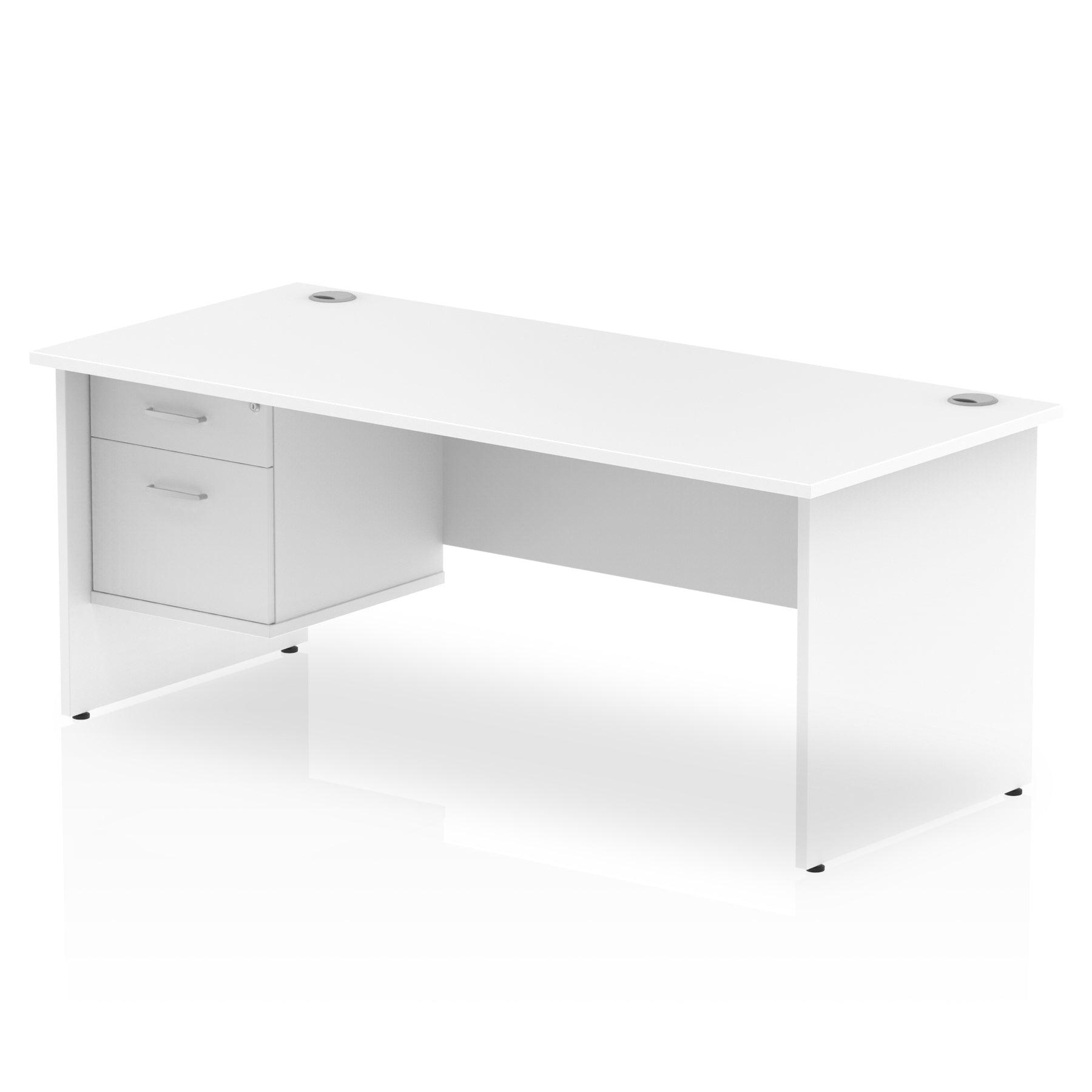 Impulse Panel End Straight Desk With Single Fixed Pedestal