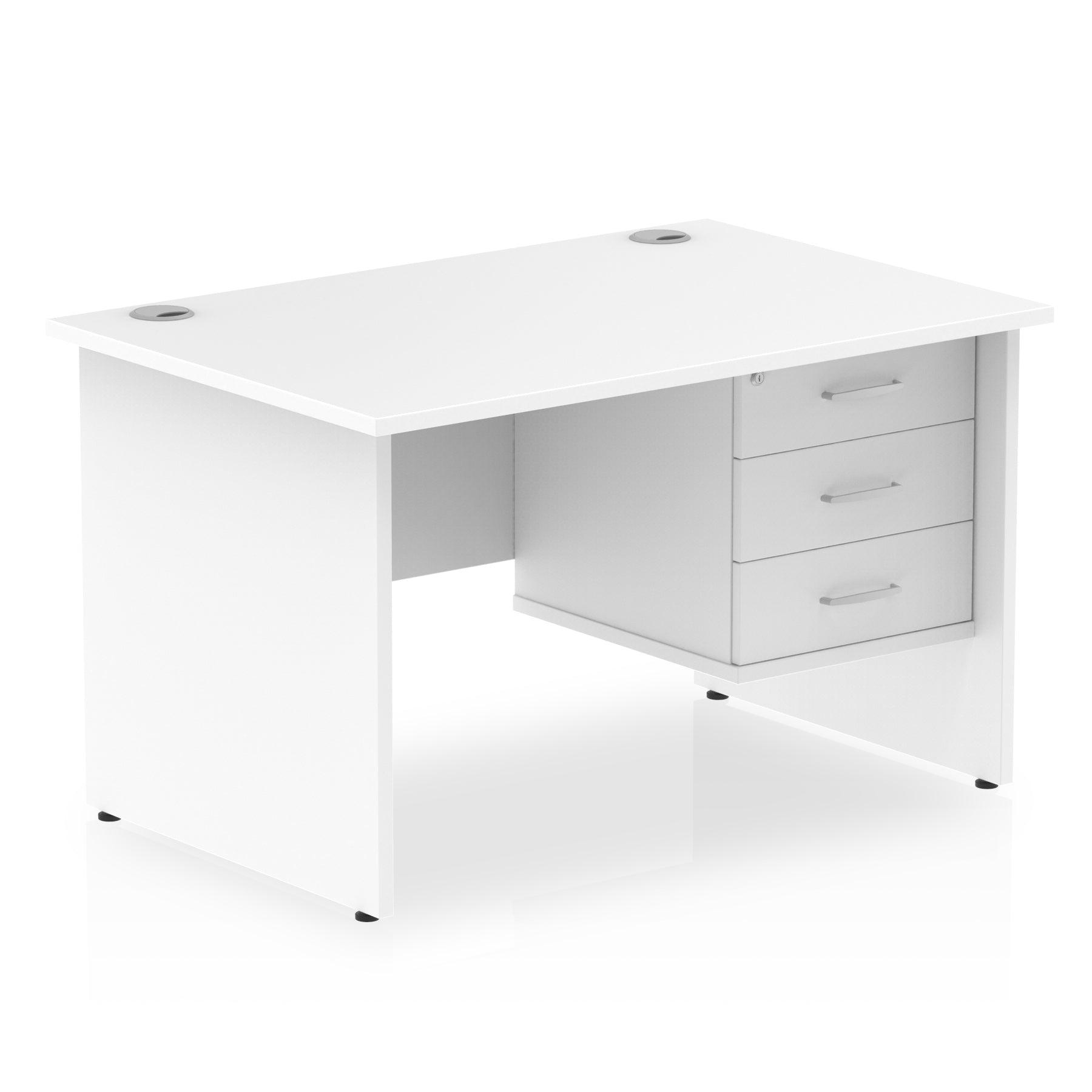 Impulse Panel End Straight Desk With Single Fixed Pedestal