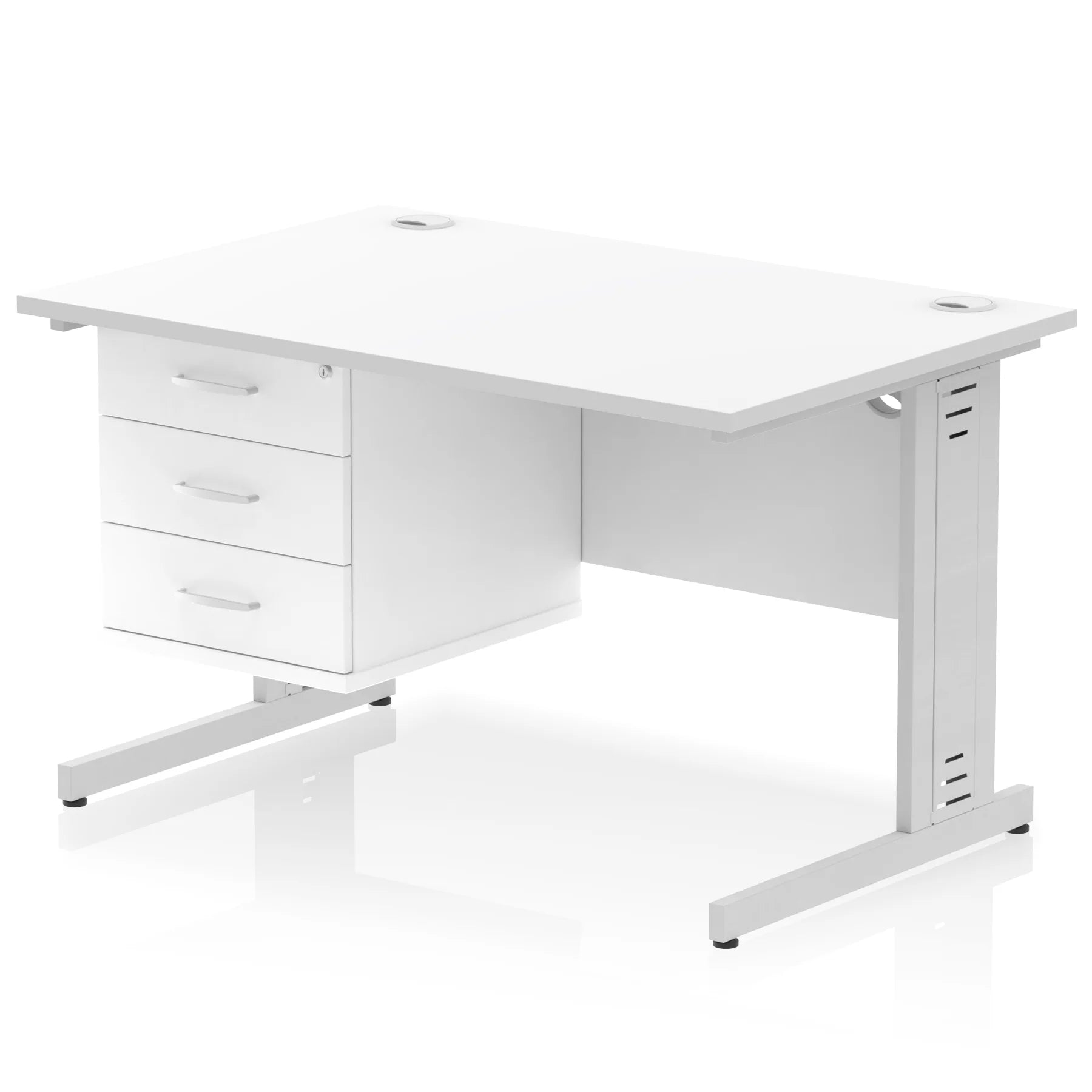 Impulse 1200mm Cable Managed Straight Desk With Fixed Pedestal