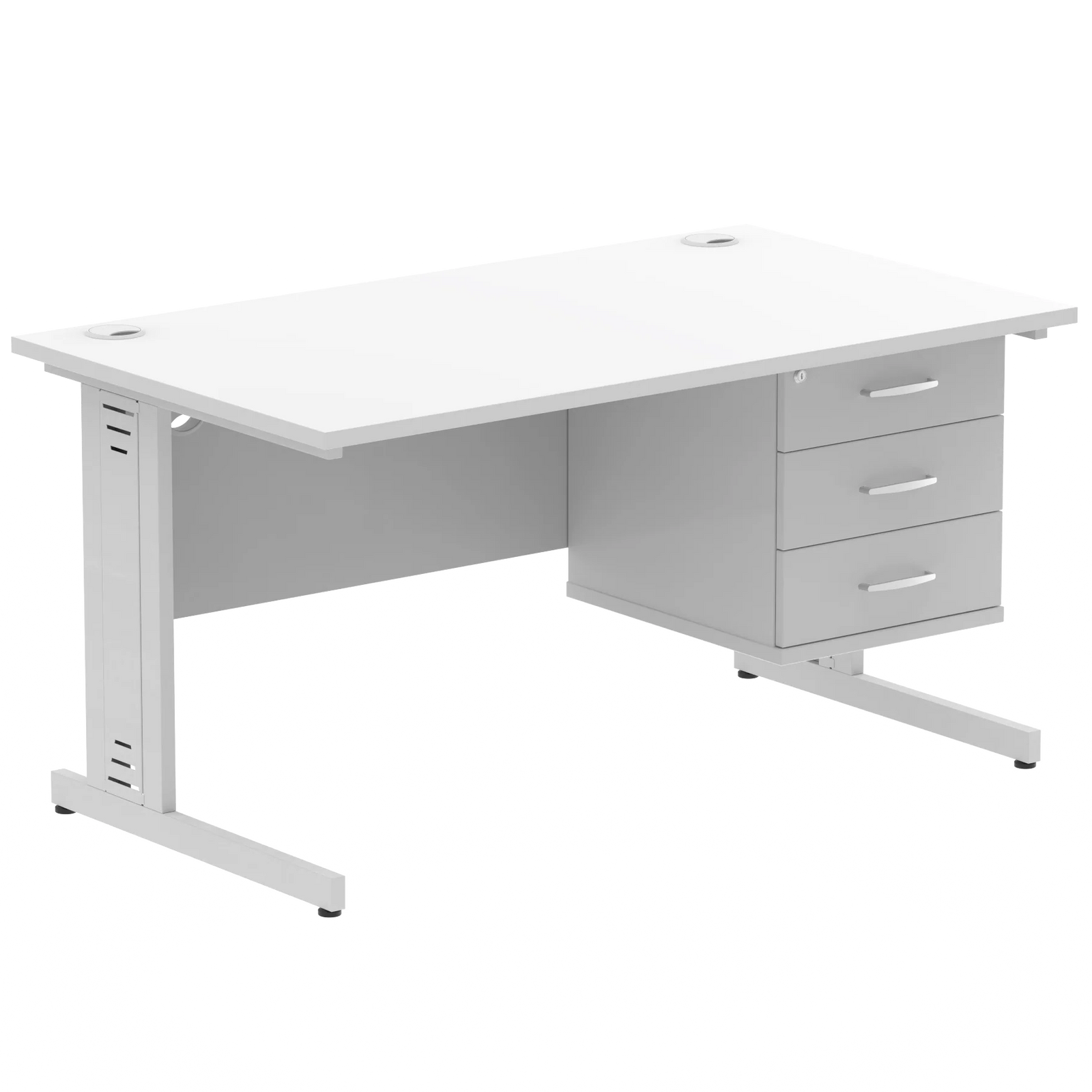 Impulse 1400mm Cable Managed Straight Desk With Fixed Pedestal