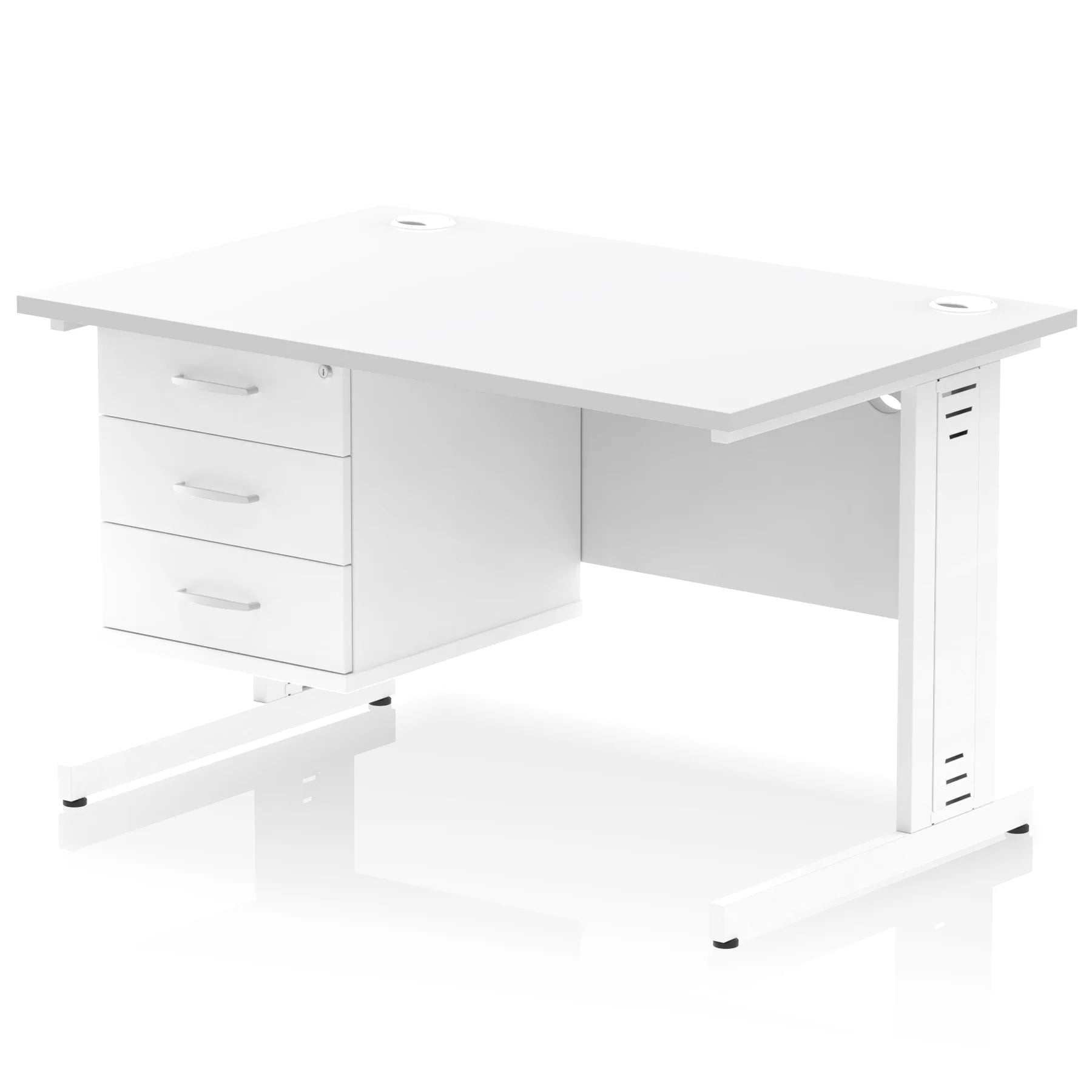 Impulse 1200mm Cable Managed Straight Desk With Fixed Pedestal