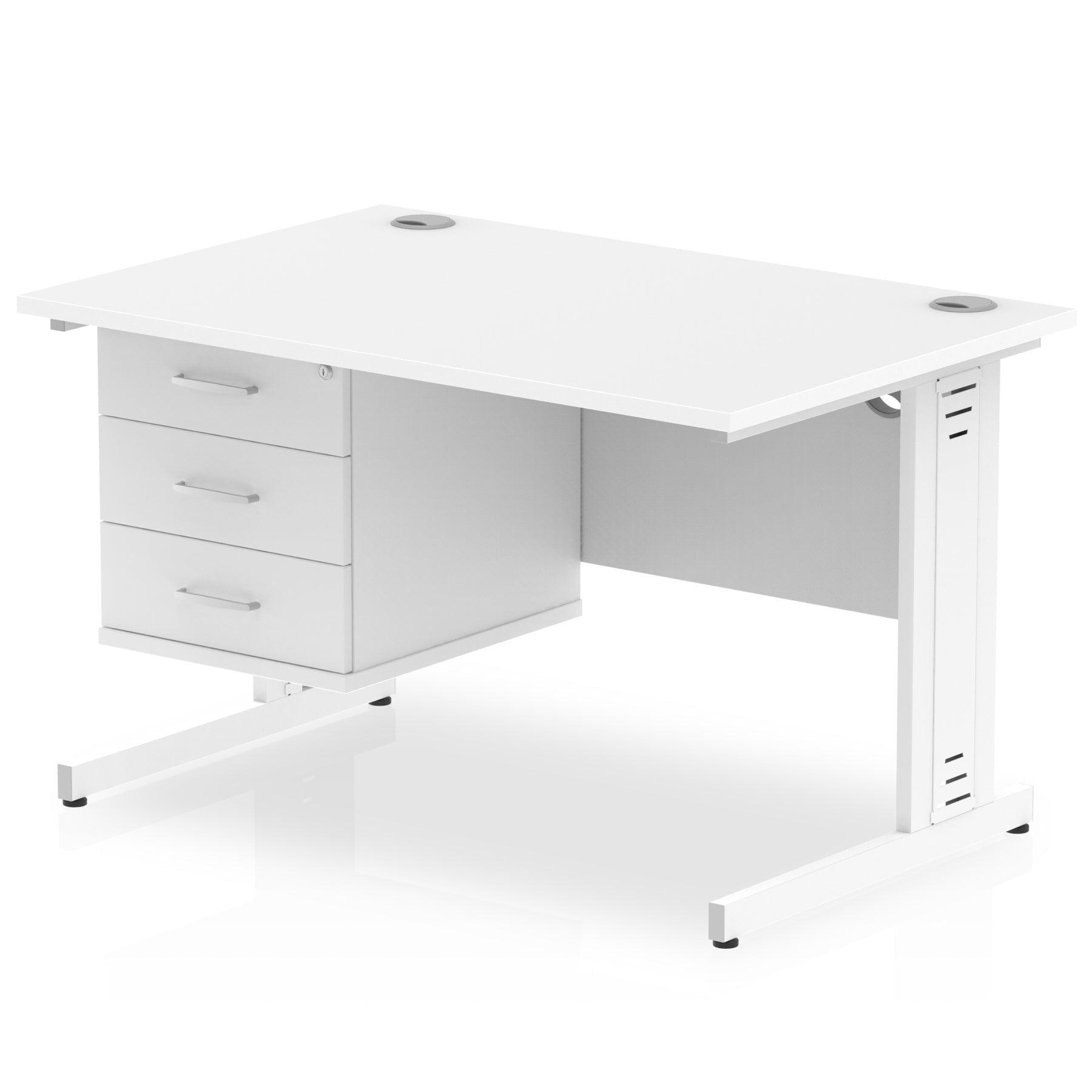 Impulse 1200mm Cable Managed Straight Desk With Fixed Pedestal