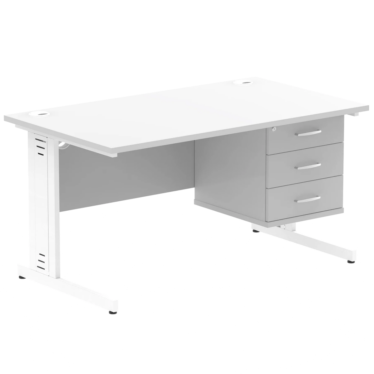 Impulse 1400mm Cable Managed Straight Desk With Fixed Pedestal