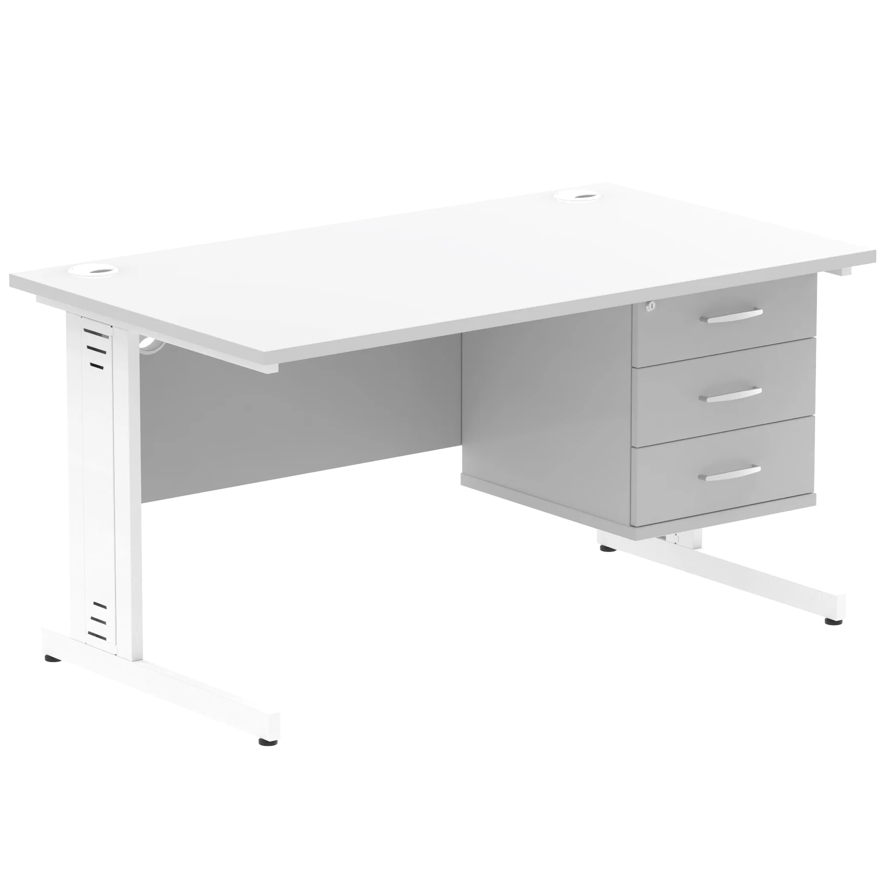 Impulse 1400mm Cable Managed Straight Desk With Fixed Pedestal