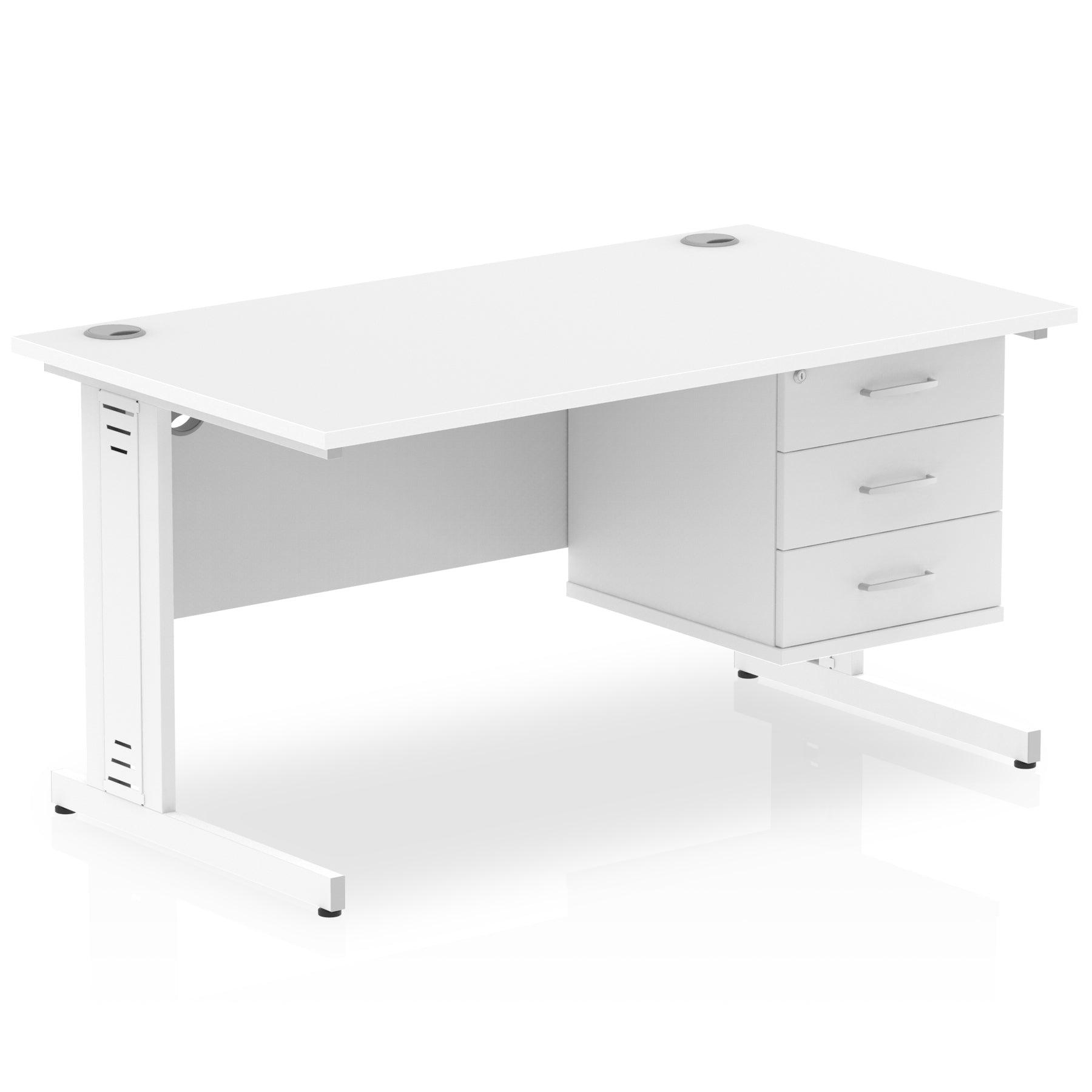 Impulse 1400mm Cable Managed Straight Desk With Fixed Pedestal