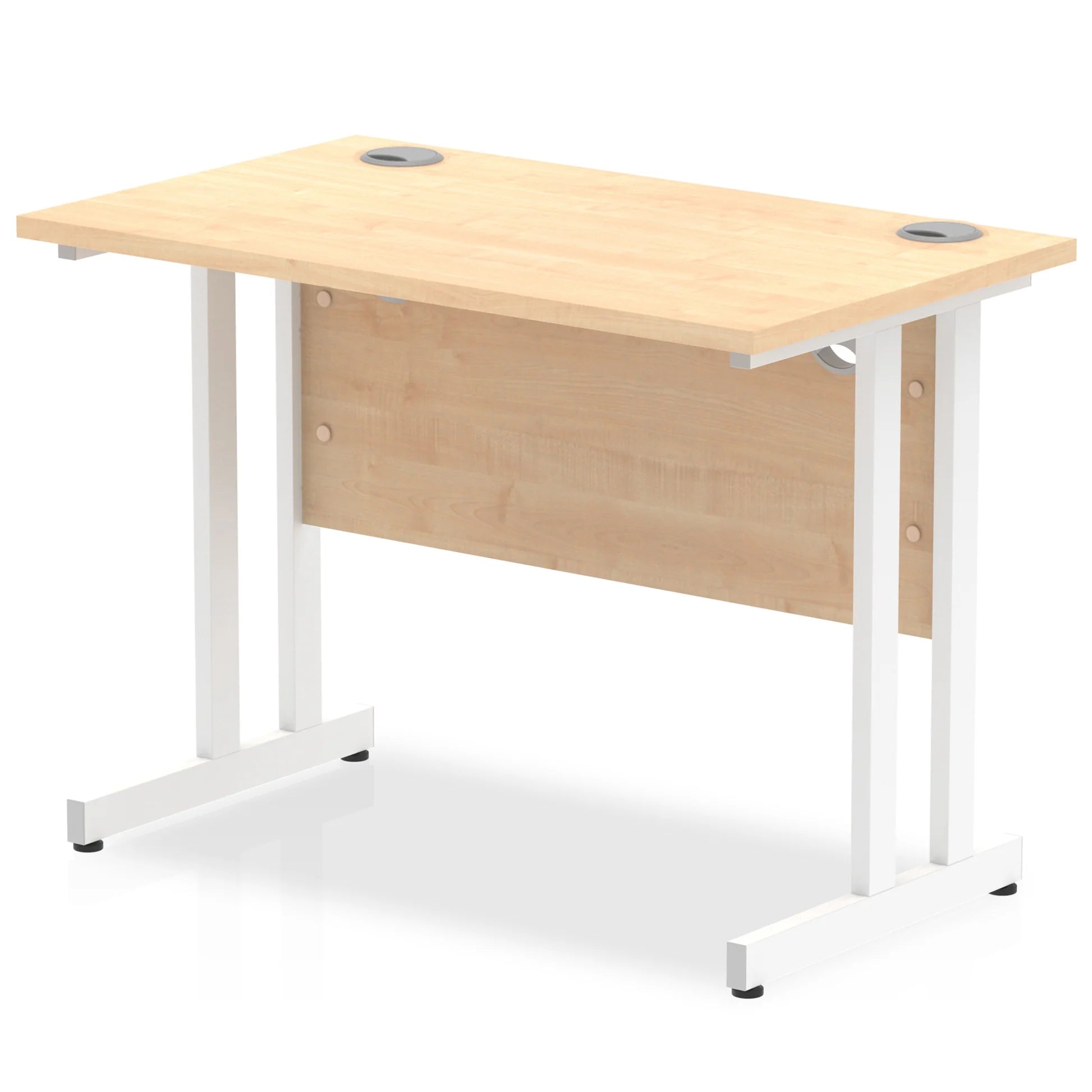 Impulse 1000mm Slimline Desk Cantilever White Leg