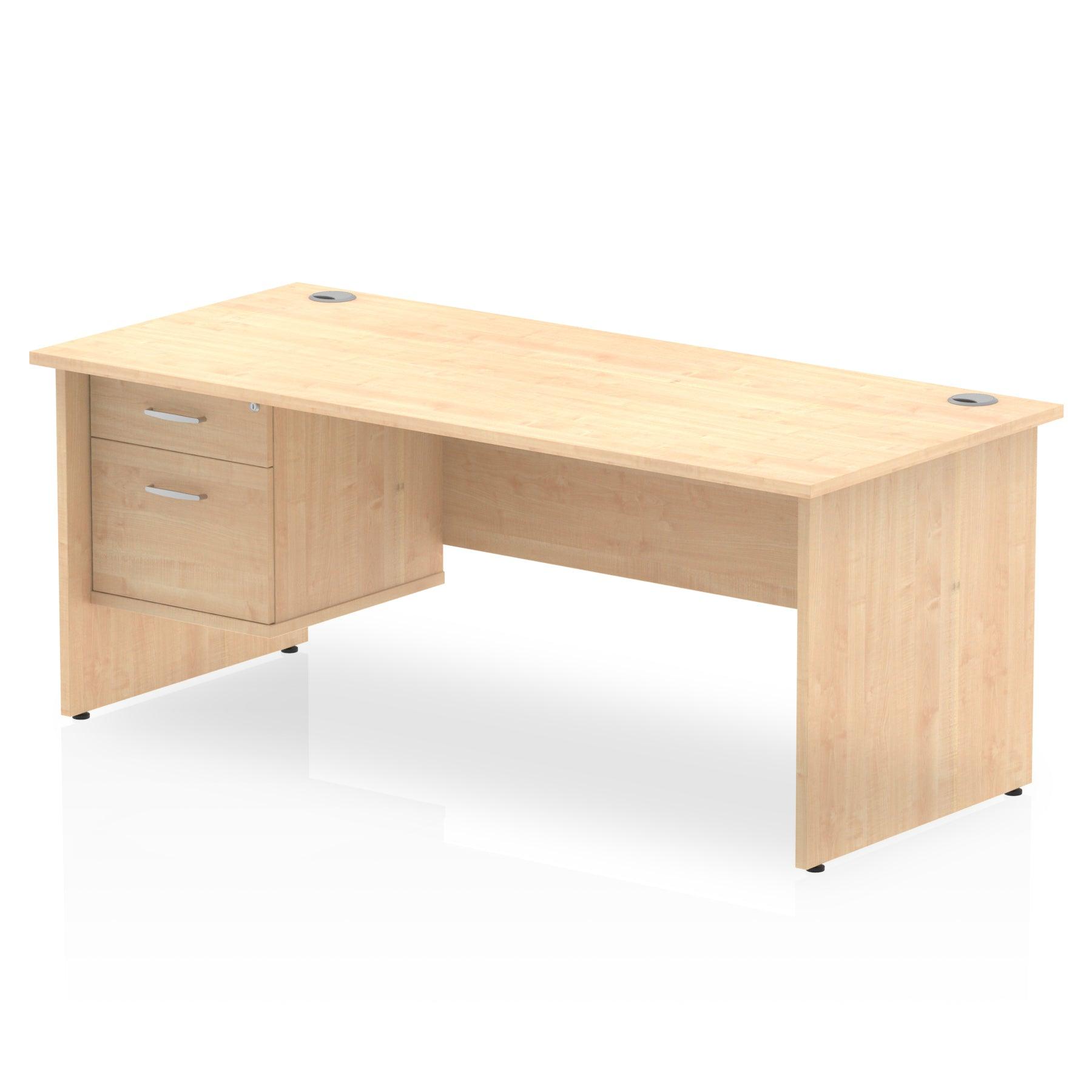 Impulse Panel End Straight Desk With Single Fixed Pedestal